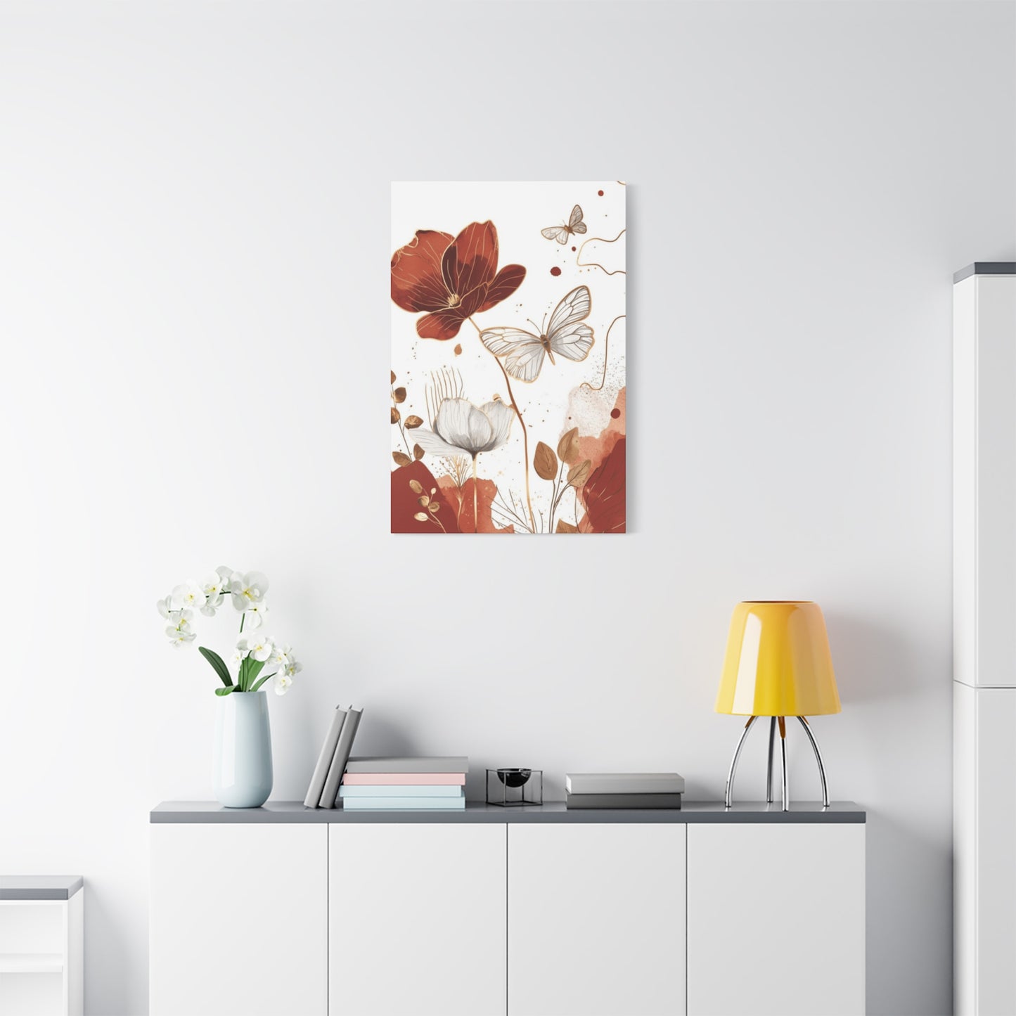 Flowe and Butterfly Painting Wall Art & Canvas Prints