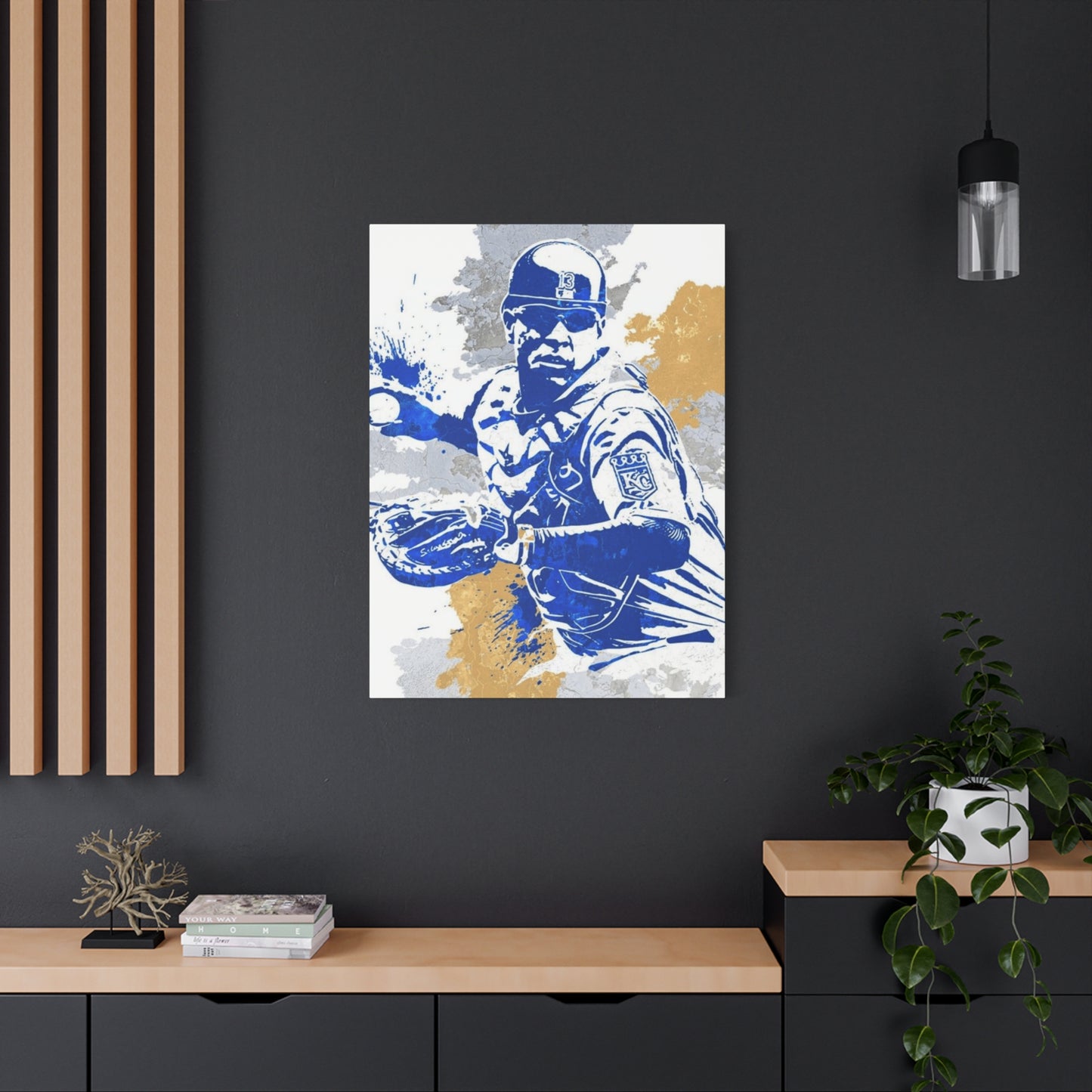 Baseball Fielder Splash Painting Wall Art & Canvas Prints