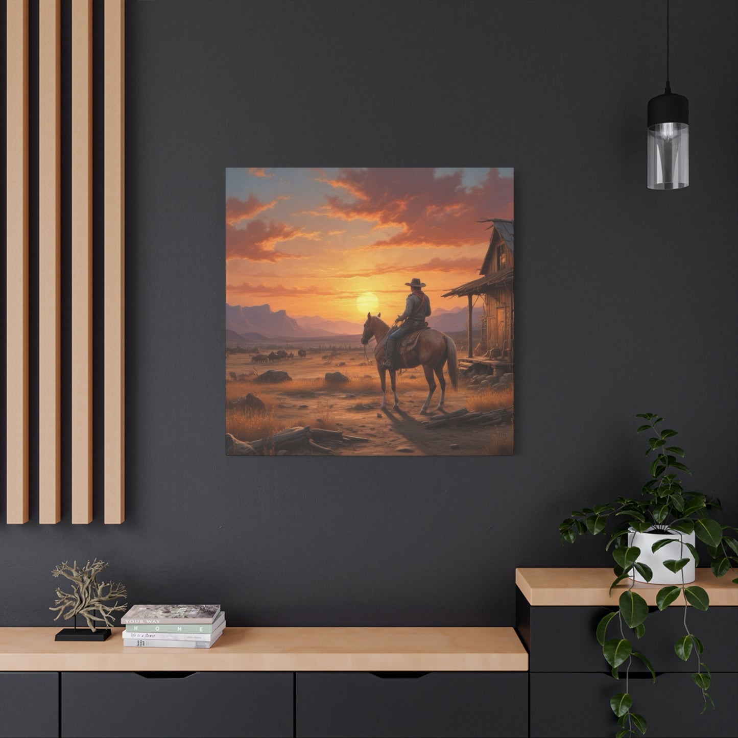 Cowboy At Sunset Wall Art & Canvas Prints