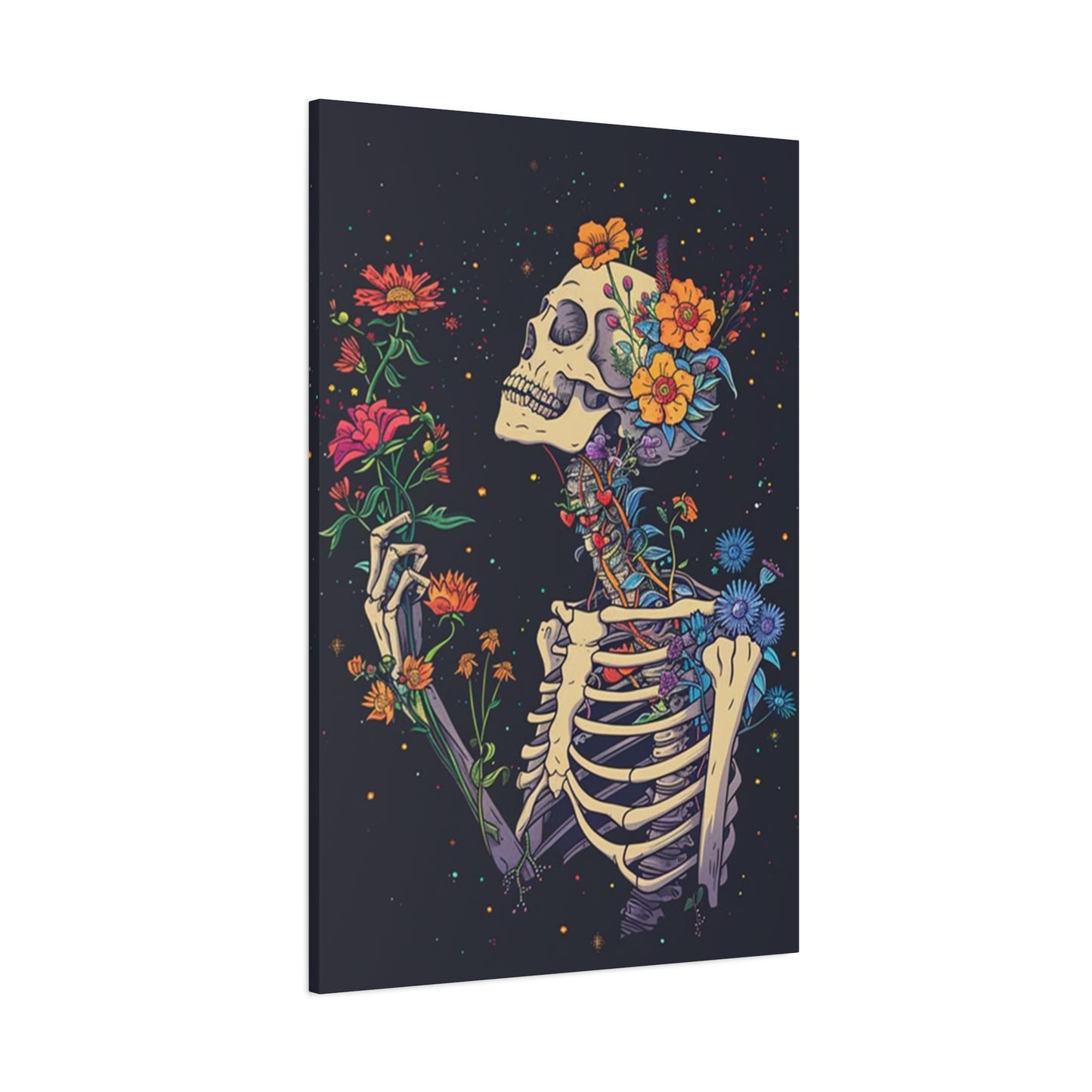 Flower On Skeleton Wall Art & Canvas Prints