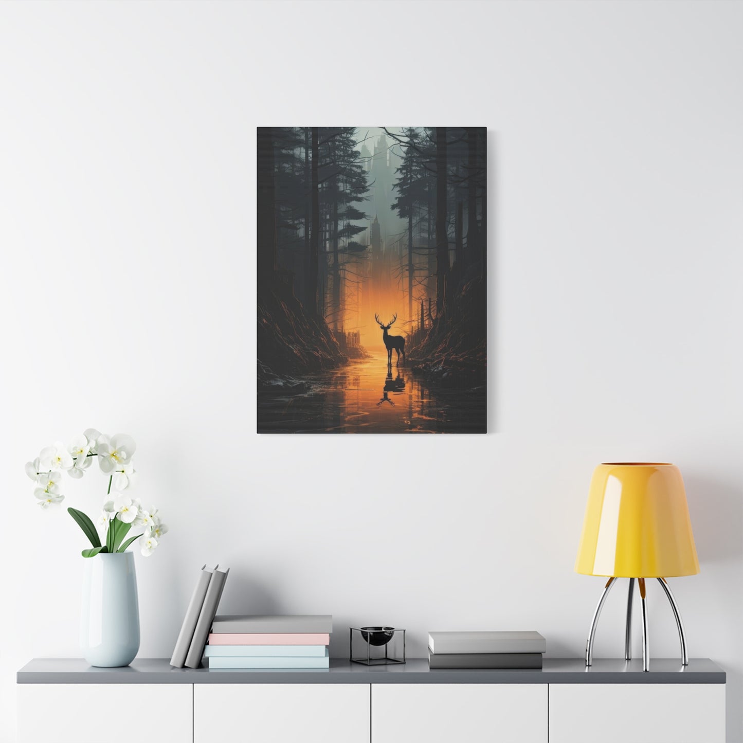 Forest Dark Deer Silhouette Wall Art & Canvas Prints