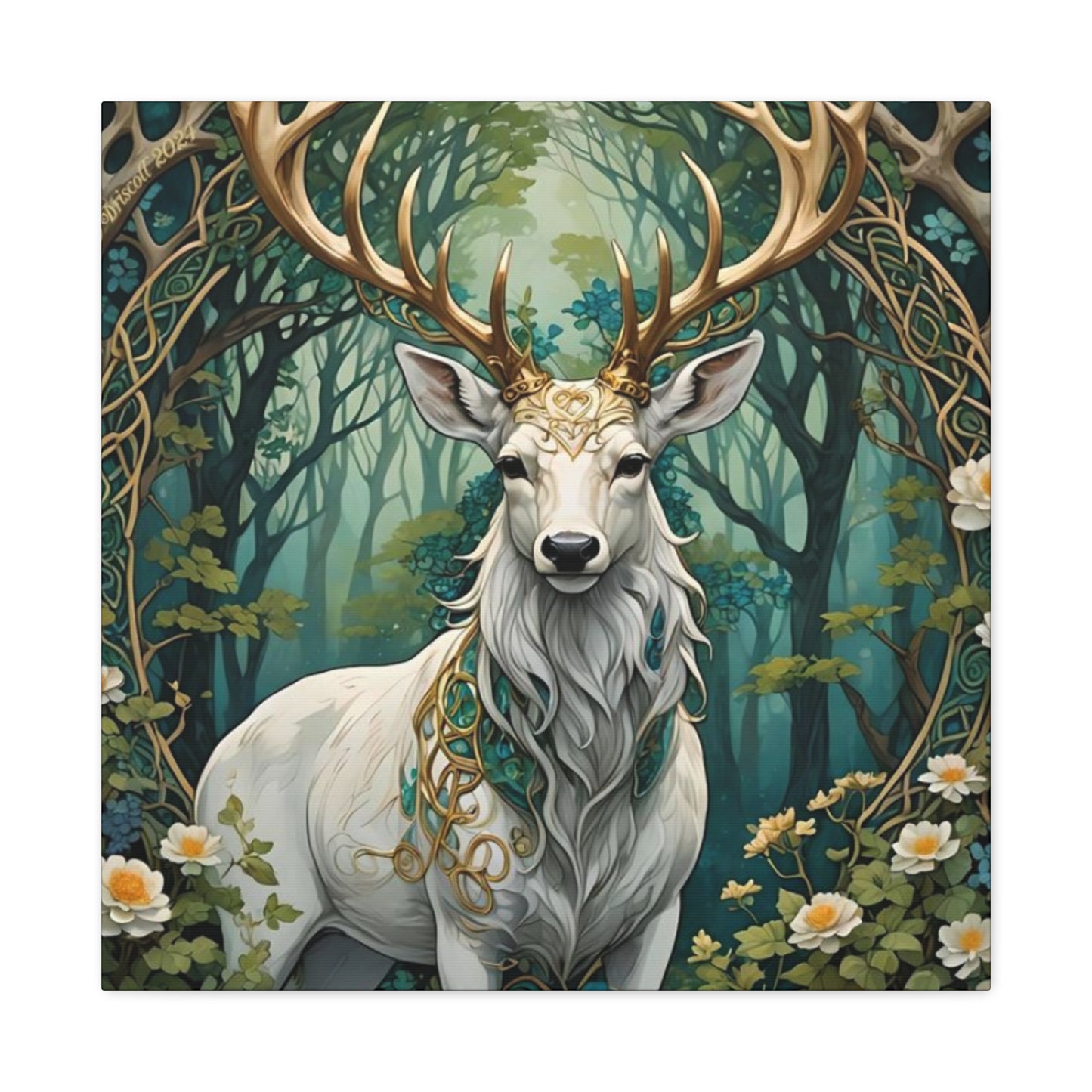 Deer with Flower Wall Art & Canvas Prints