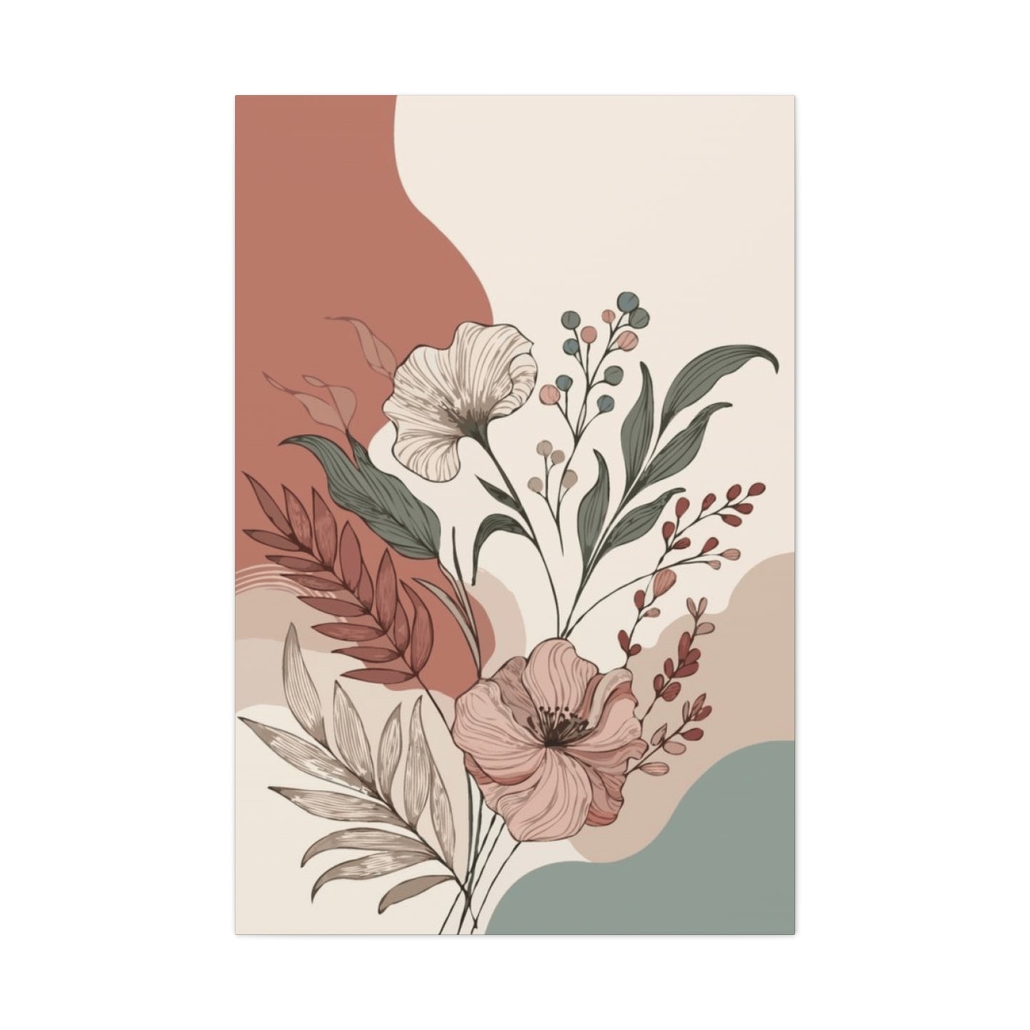 Aesthetic Flowers and Leaves Painting Wall Art & Canvas Prints
