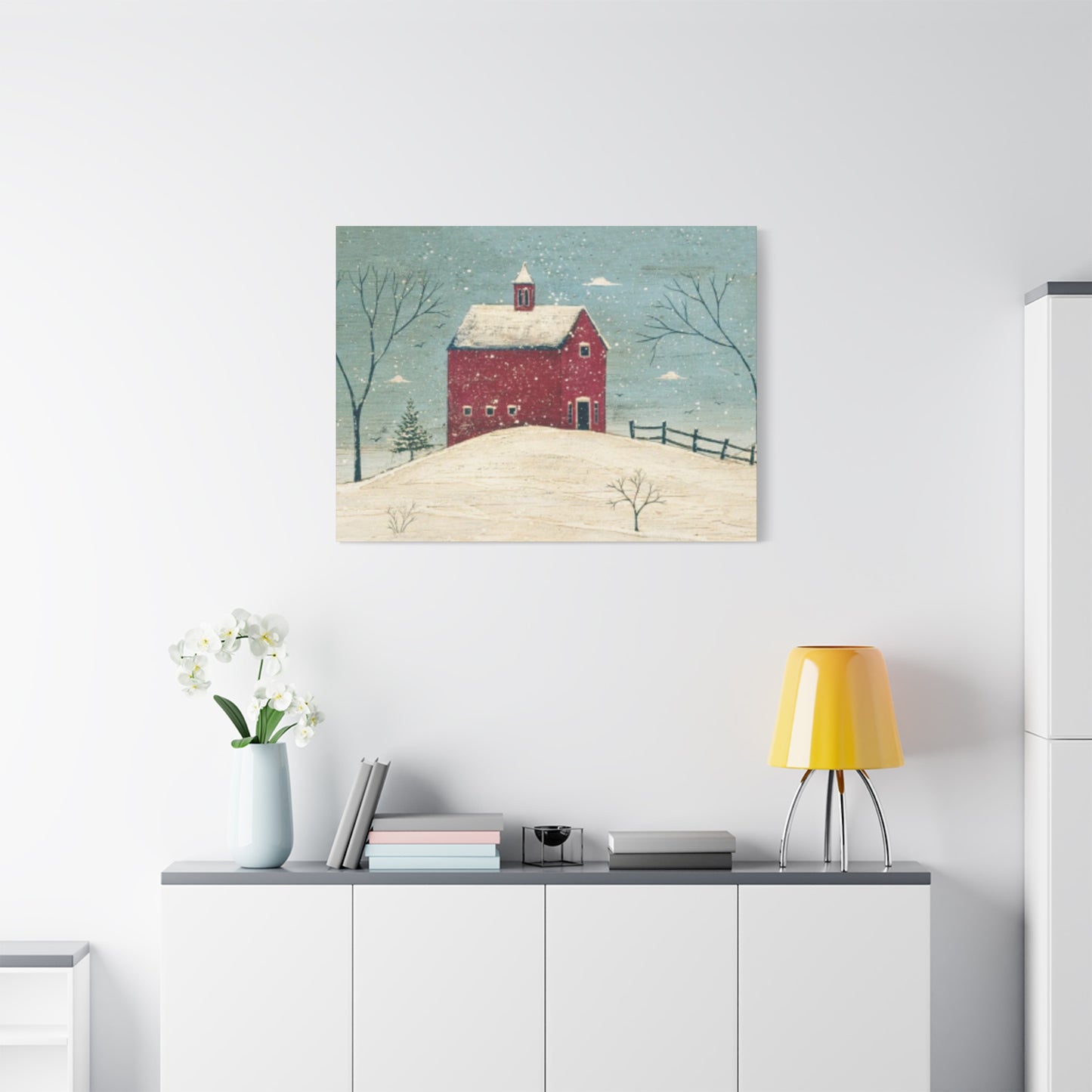 Red Snow House Kimble Warren Wall Art & Canvas Prints