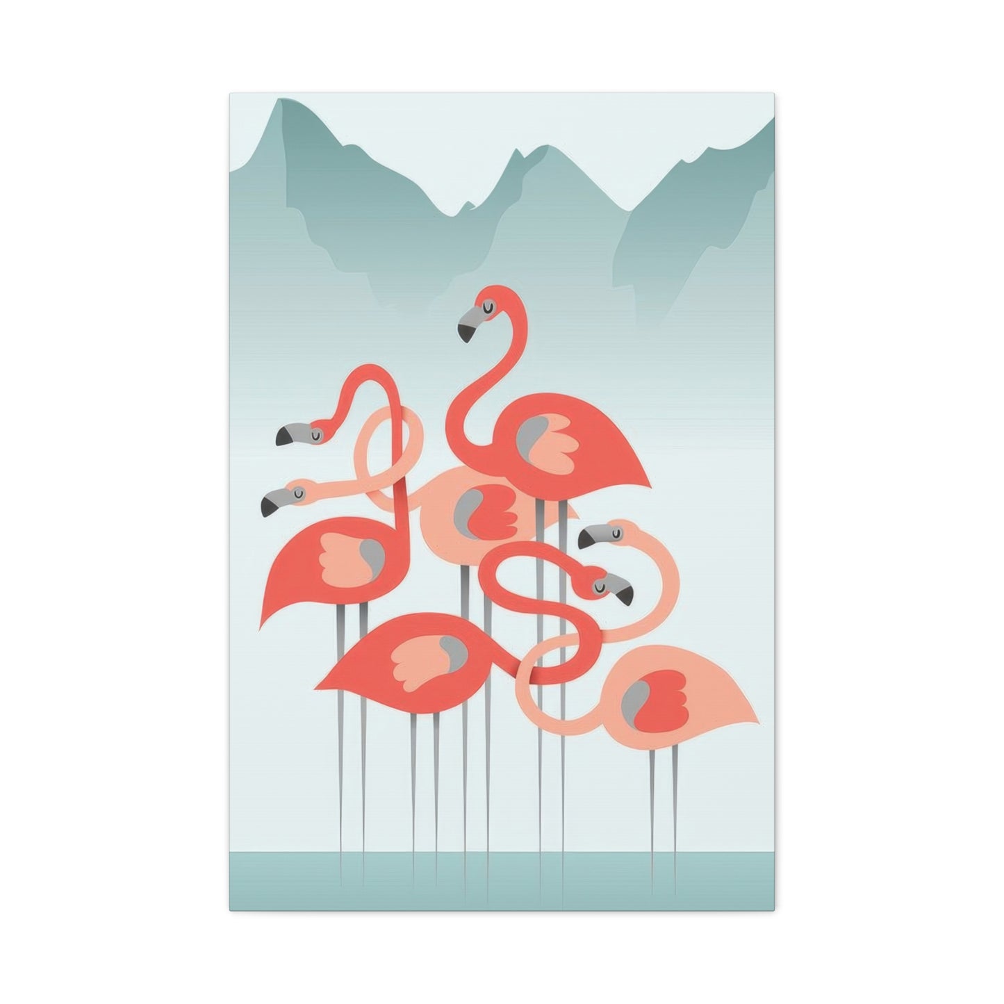 Flamingo Flock Aqua Wall Art & Canvas Prints