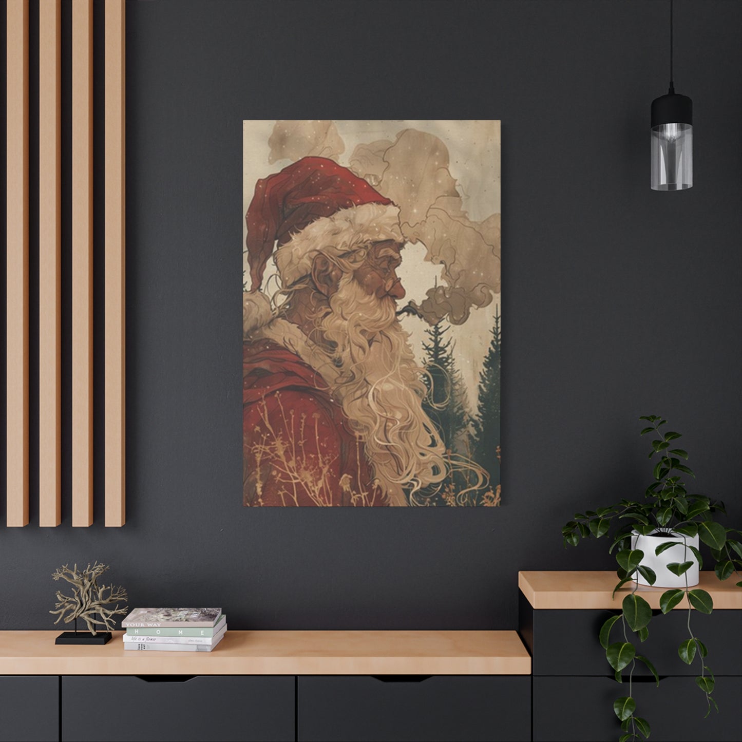 Santa Claus Smoking Painting Wall Art & Canvas Prints