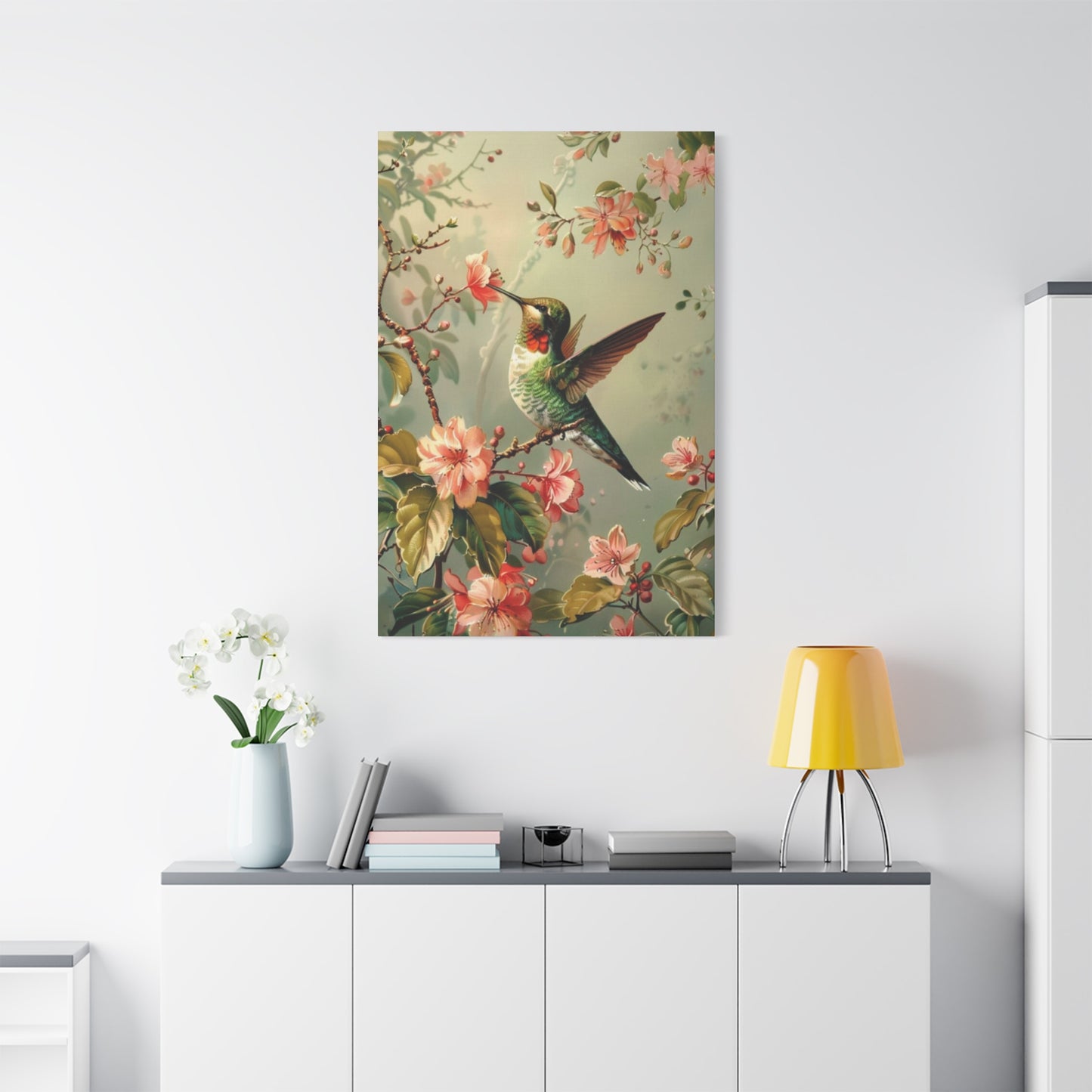 Flower & Humming Bird Candid Painting Wall Art & Canvas Prints