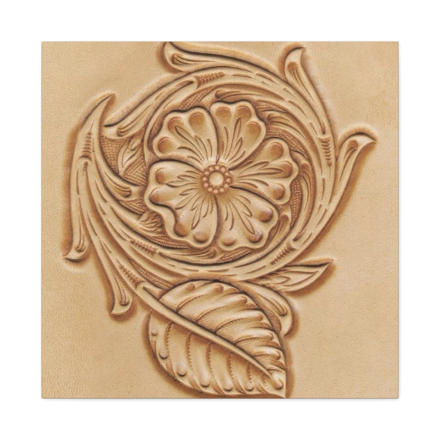 Flower On Leather Wall Art & Canvas Prints