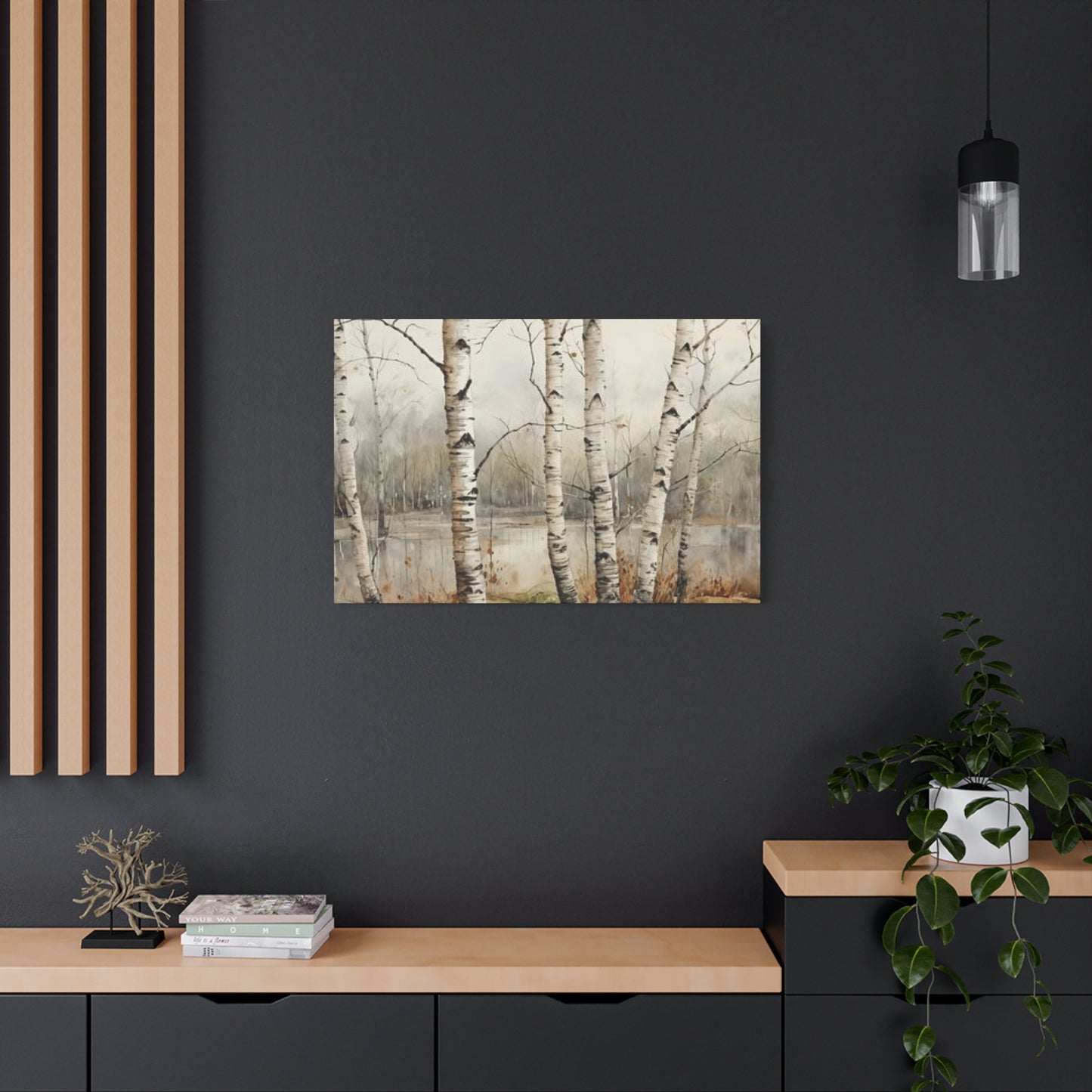 Birch Trees Beside Lake Wall Art & Canvas Prints