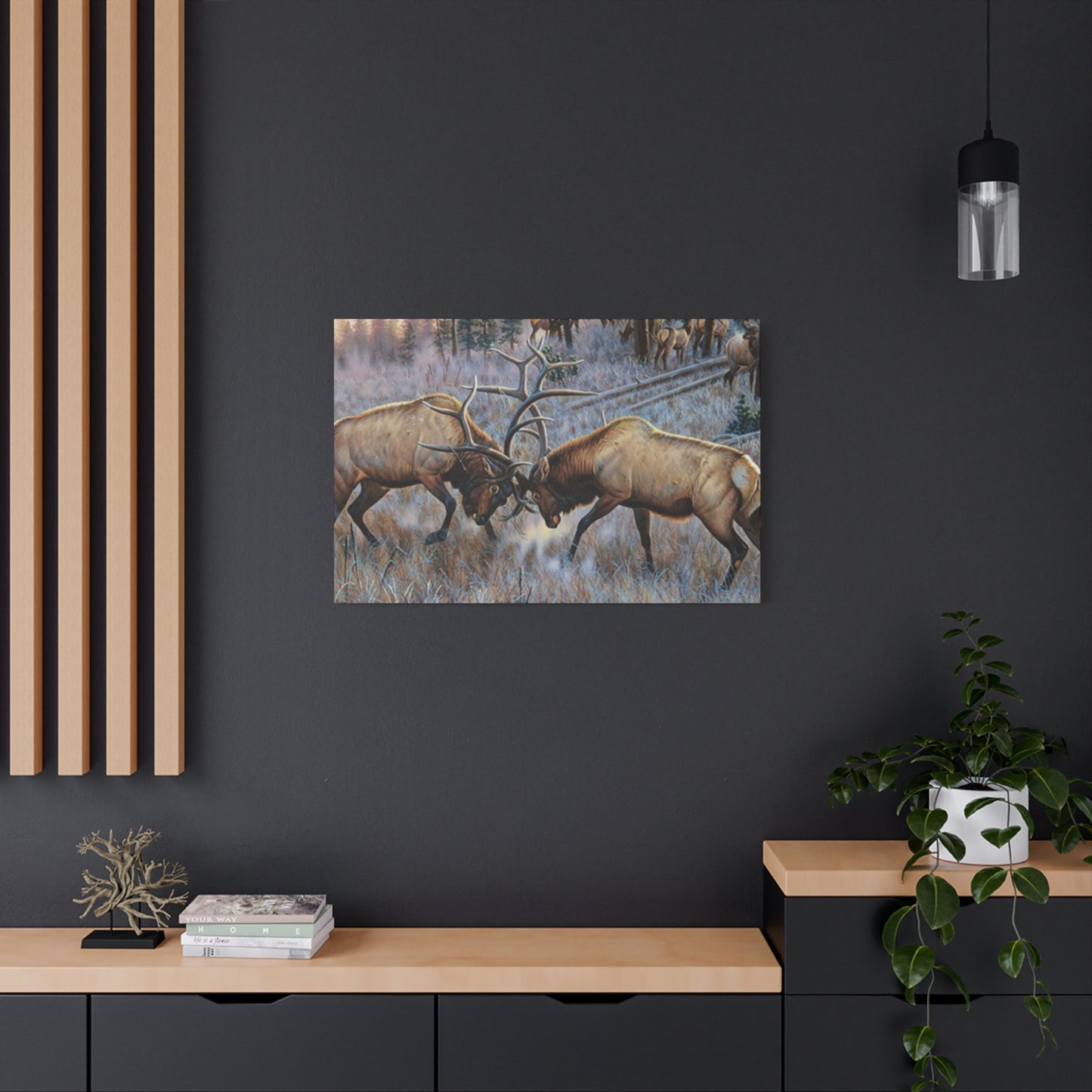 Reindeer Fighting Painting Wall Art & Canvas Prints