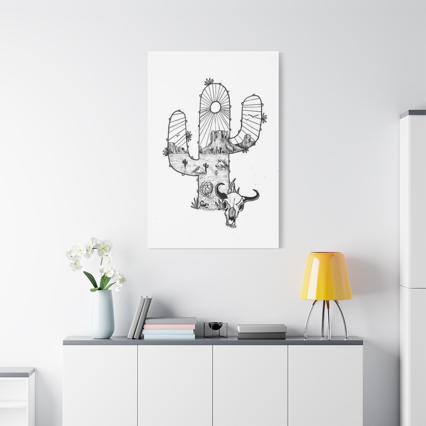 Texas In Cactus Drawing Wall Art & Canvas Prints
