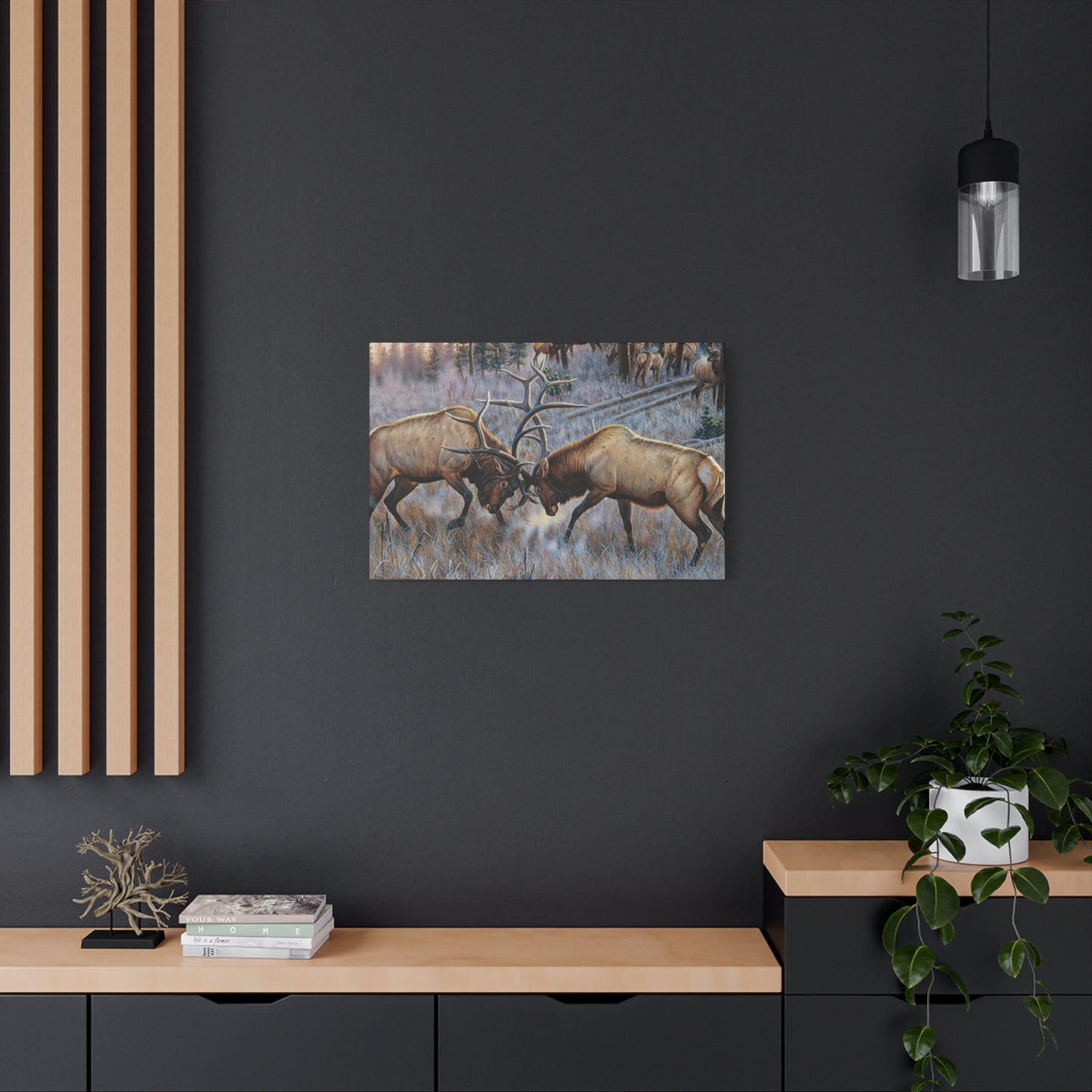 Reindeer Fighting Painting Wall Art & Canvas Prints