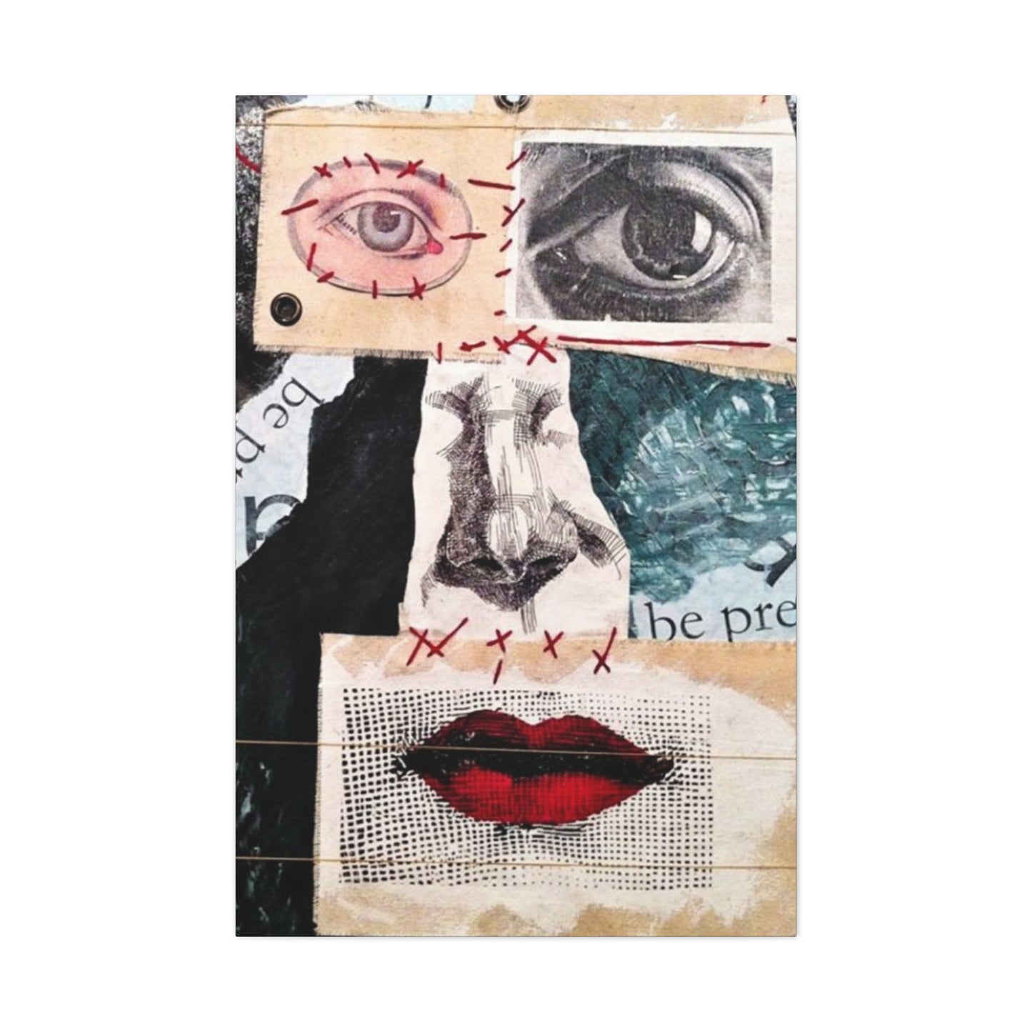 Face Abstract Painting Mixed Media Wall Art & Canvas Prints