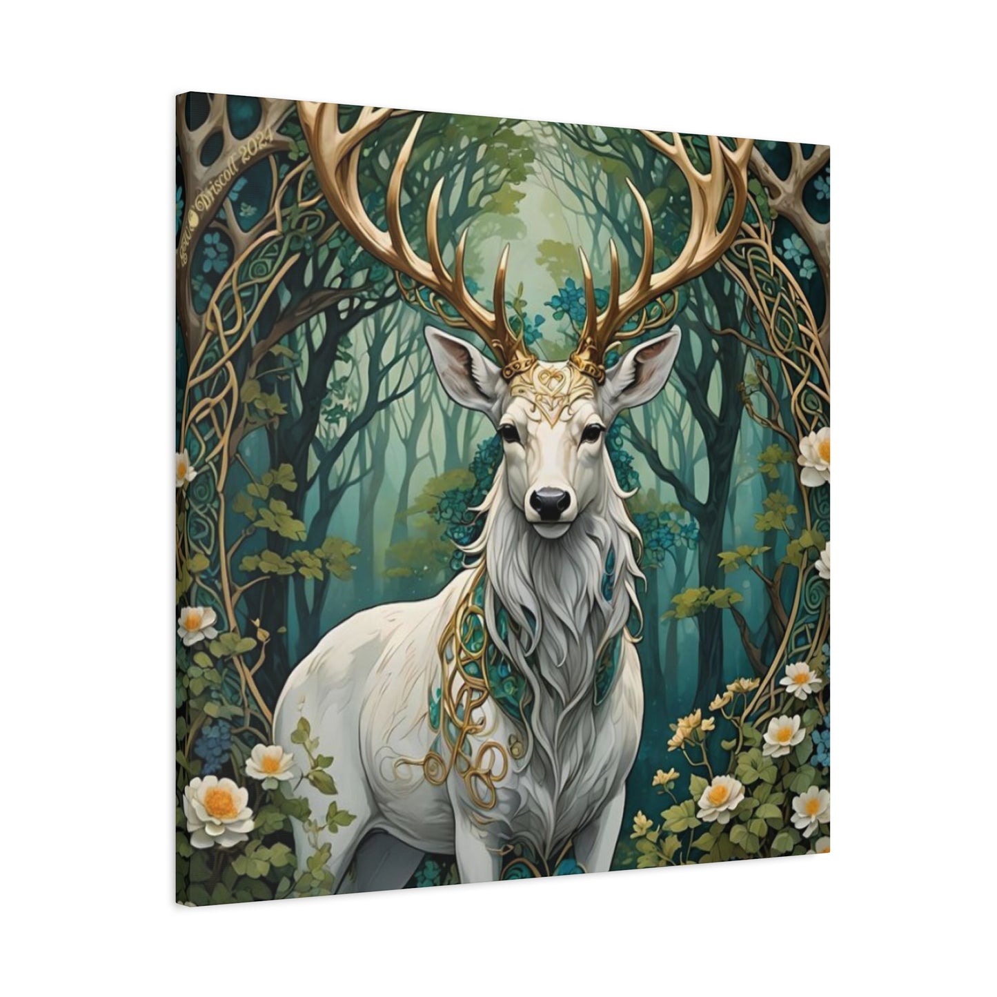 Deer with Flower Wall Art & Canvas Prints