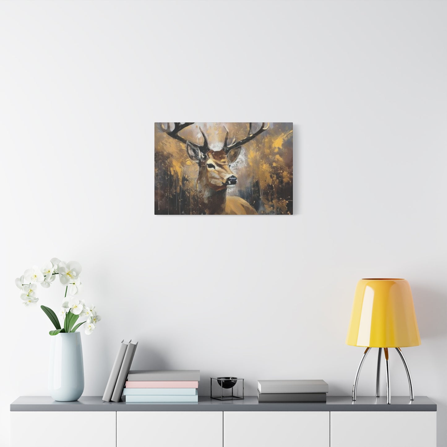 Reindeer Golden Painting Wall Art & Canvas Prints