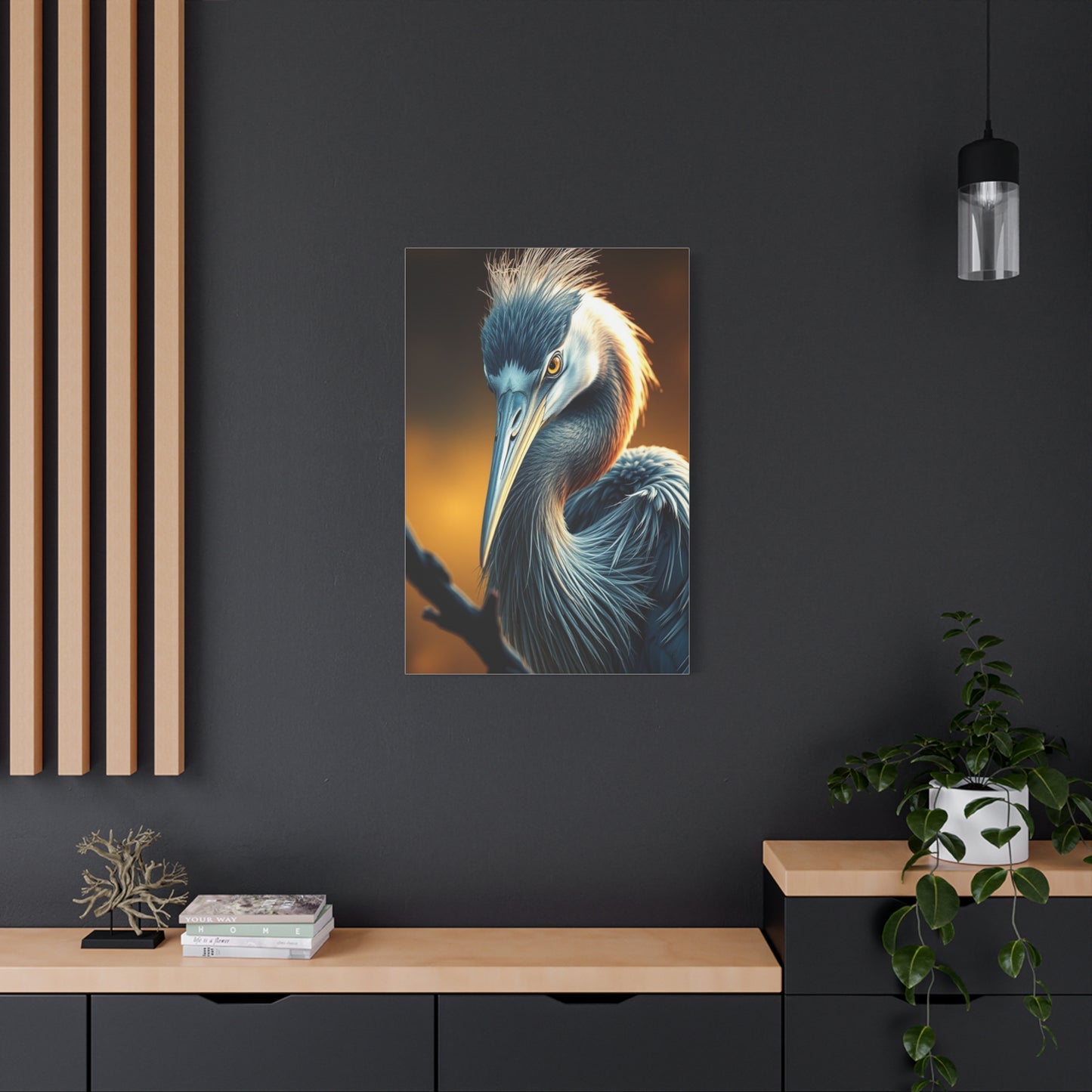 Ethereal Heron Masterpiece wall art & canvas print