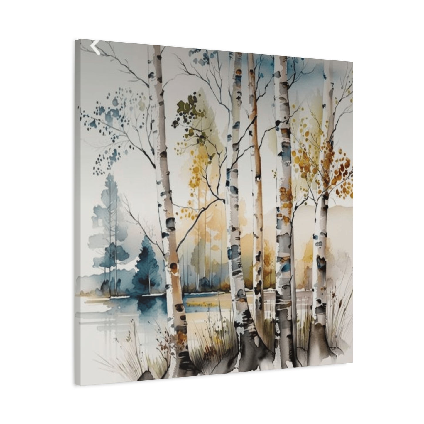 Blue and Orange Birch Tree Painting Wall Art & Canvas Prints