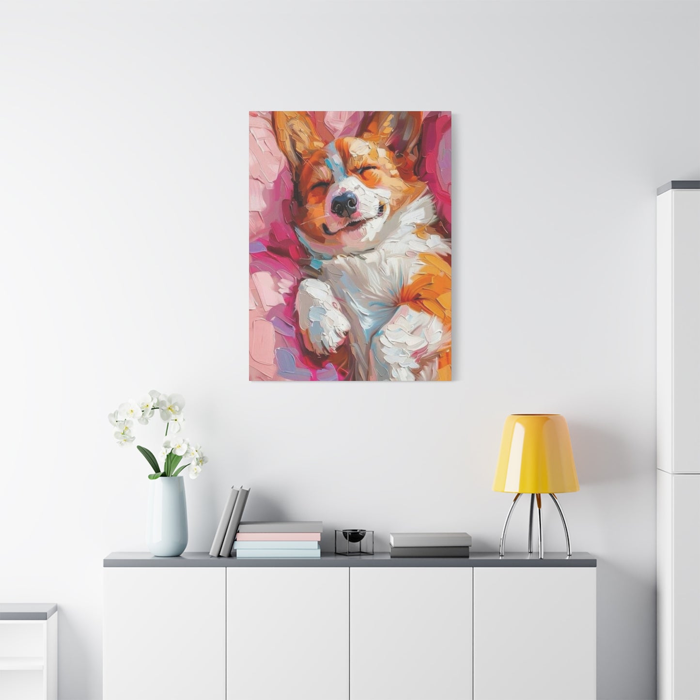 Sleeping Happy Dog Wall Art & Canvas Prints