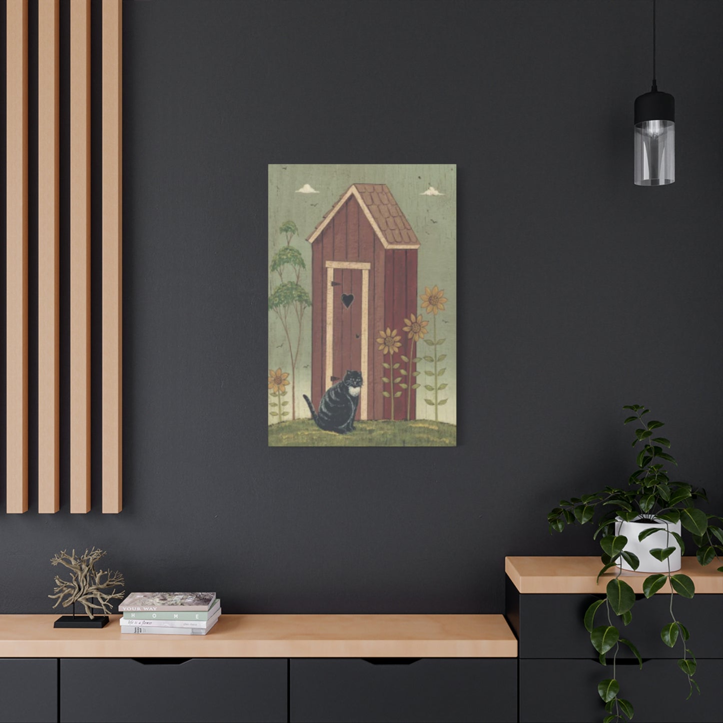Cat With Cat House Kimble Warren Wall Art & Canvas Prints