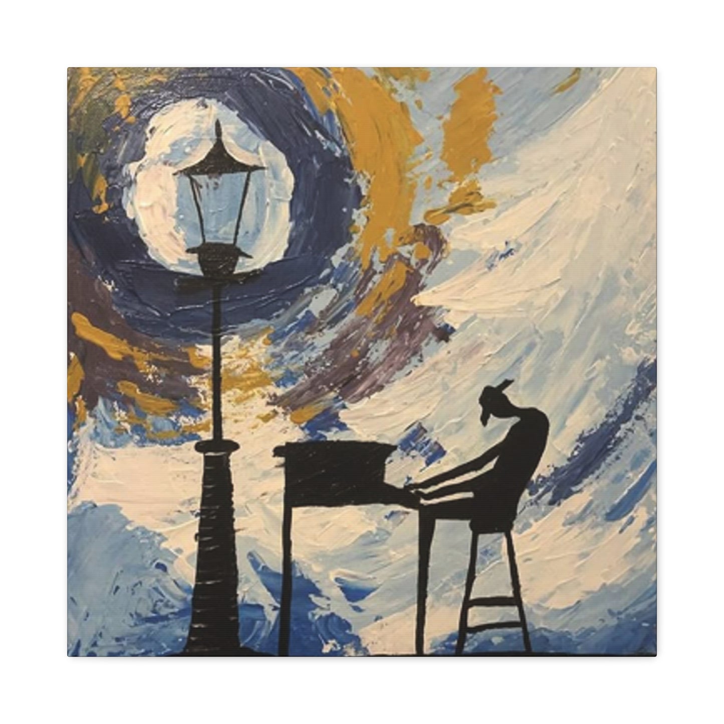 Street Light And Piano Painting Wall Art & Canvas Prints