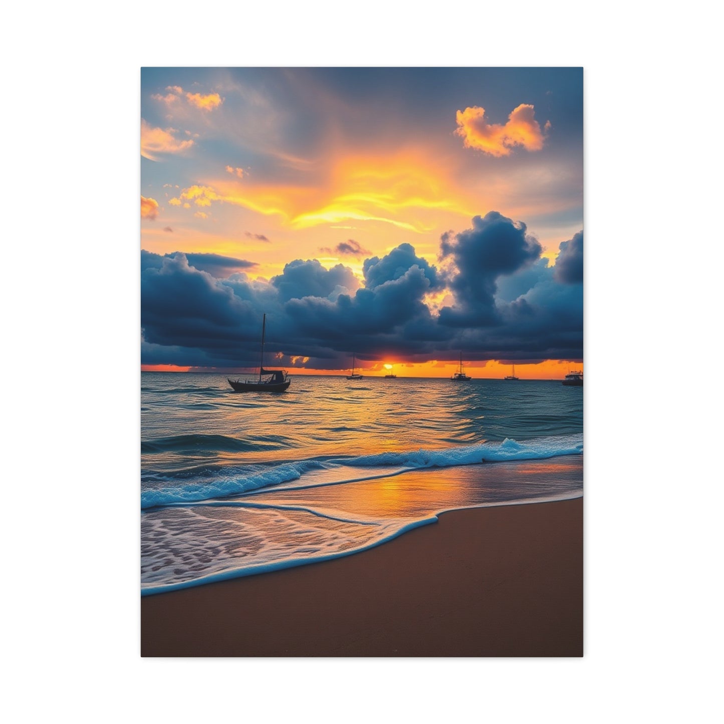 Supreme Beach Sunrise and Sunset Art Collection Wall Art & Canvas Print