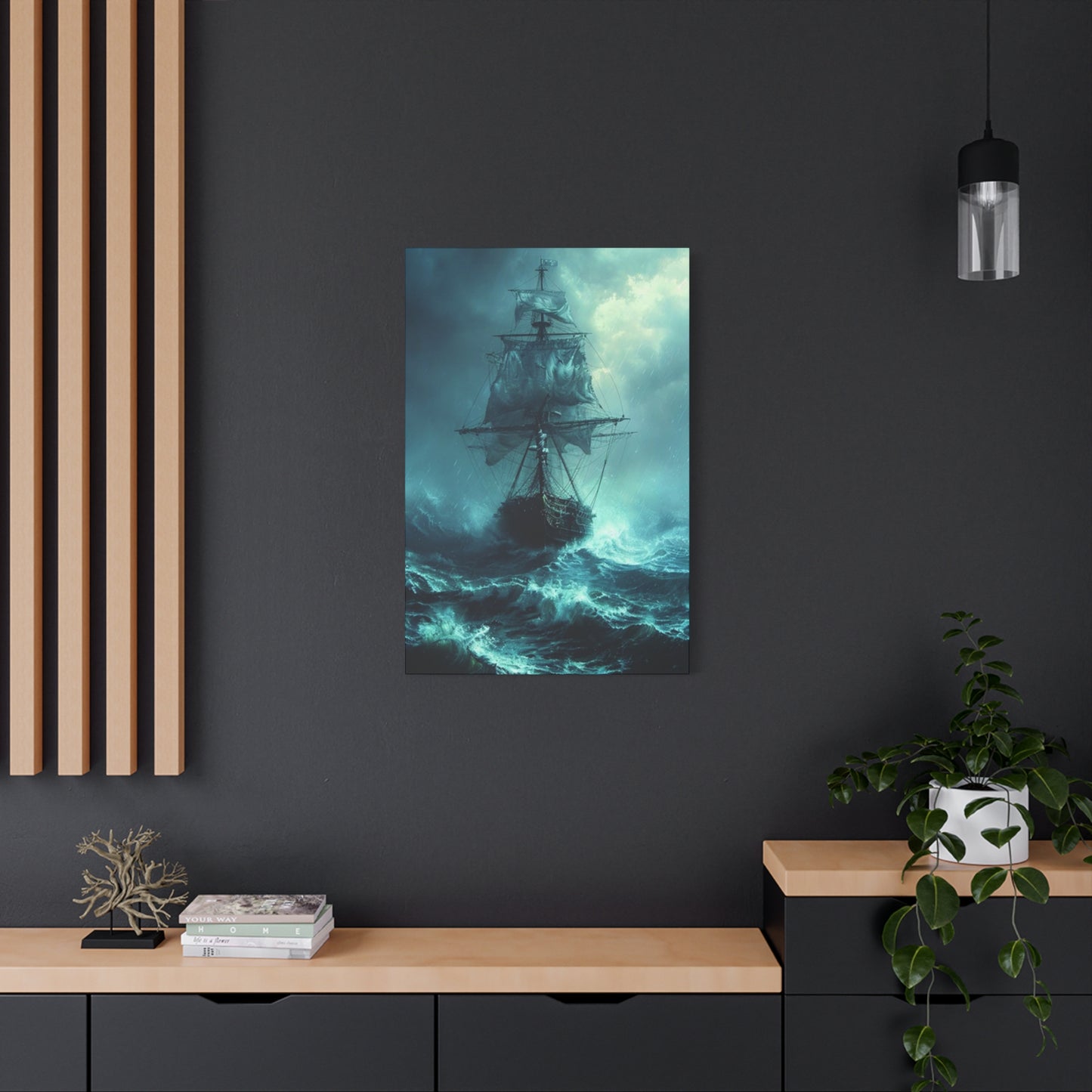 Sailing Ship In Dark Drawing Wall Art & Canvas Prints