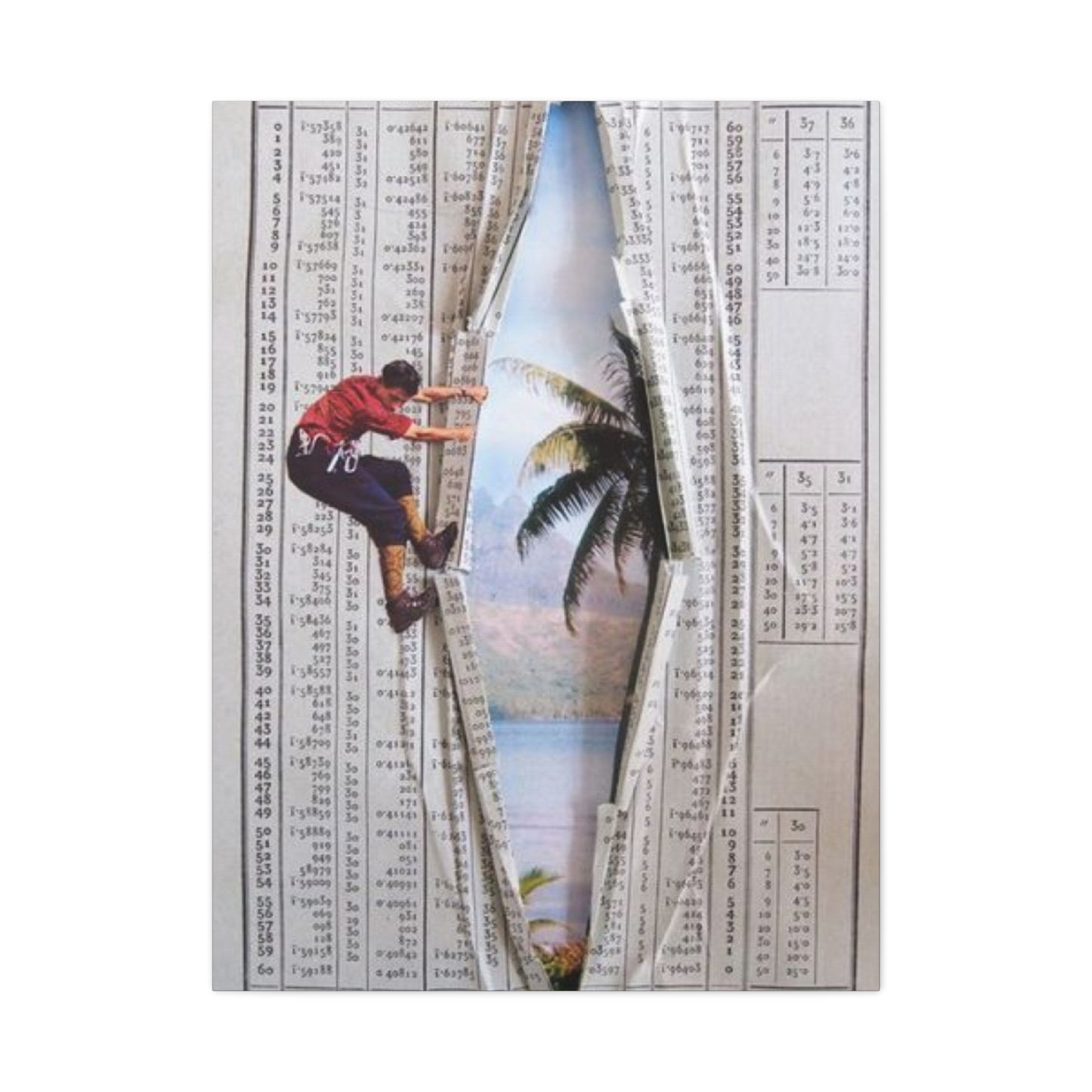 Man Tearing Paper Abstract Mixed Media Wall Art & Canvas Prints