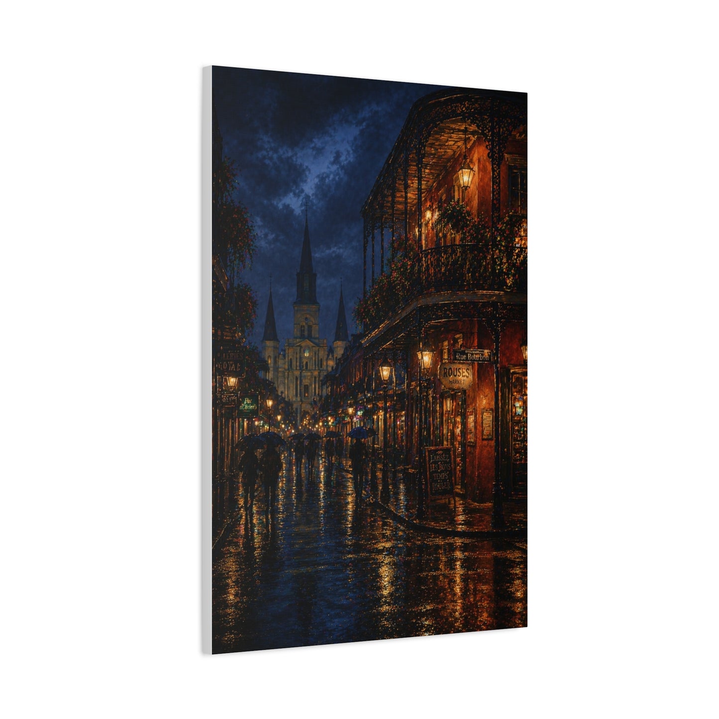 Rainy French Quarter Night Scene Wall Art & Canvas Print