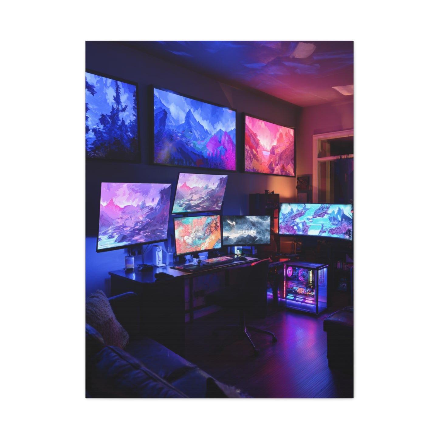 Neon Fantasy Gaming Room Wall Art & Canvas Print