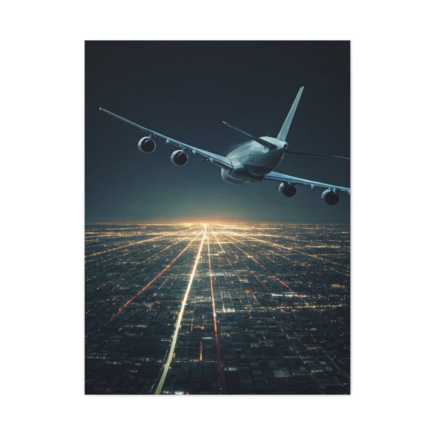 Night Runway Takeoff Journey Wall Art & Canvas Prints