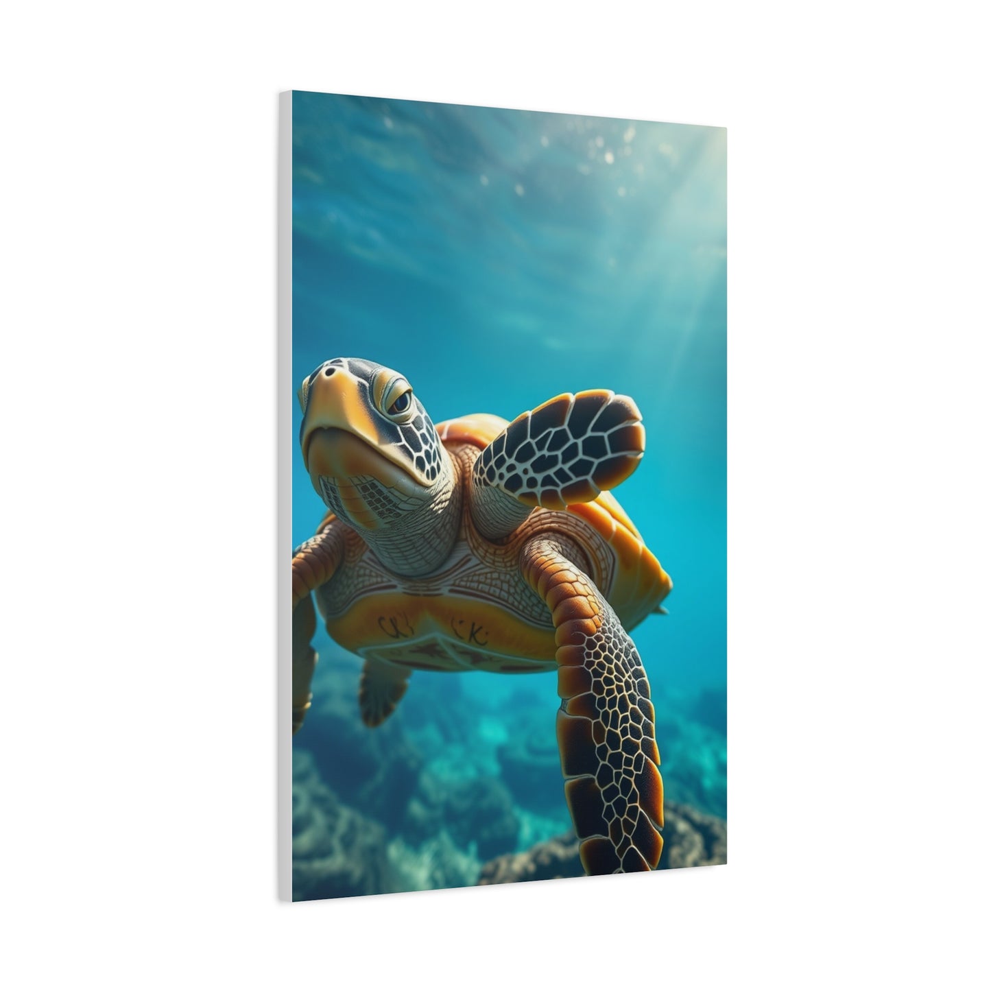 Azure Tortoise Masterpiece Wall Art & Canvas Print