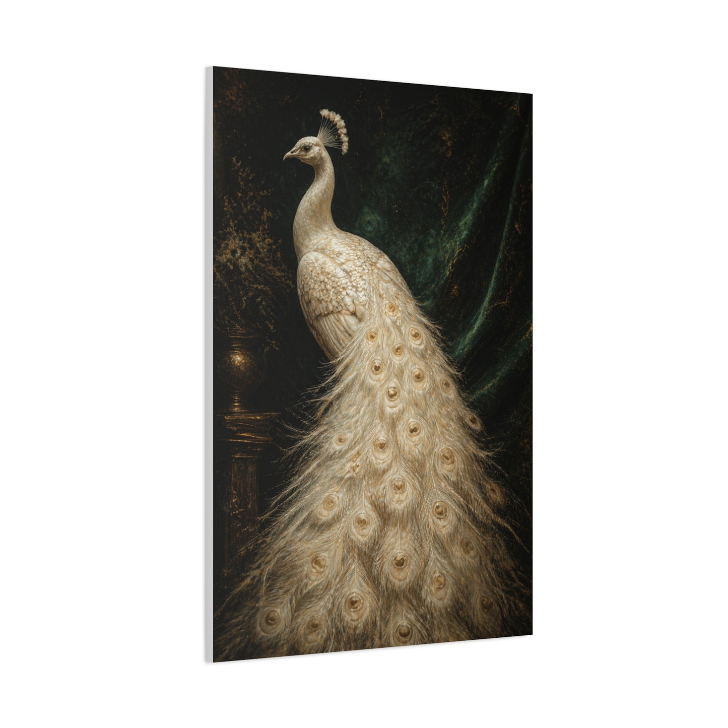 White Peacock Dark Academia Portrait Wall Art & Canvas Print