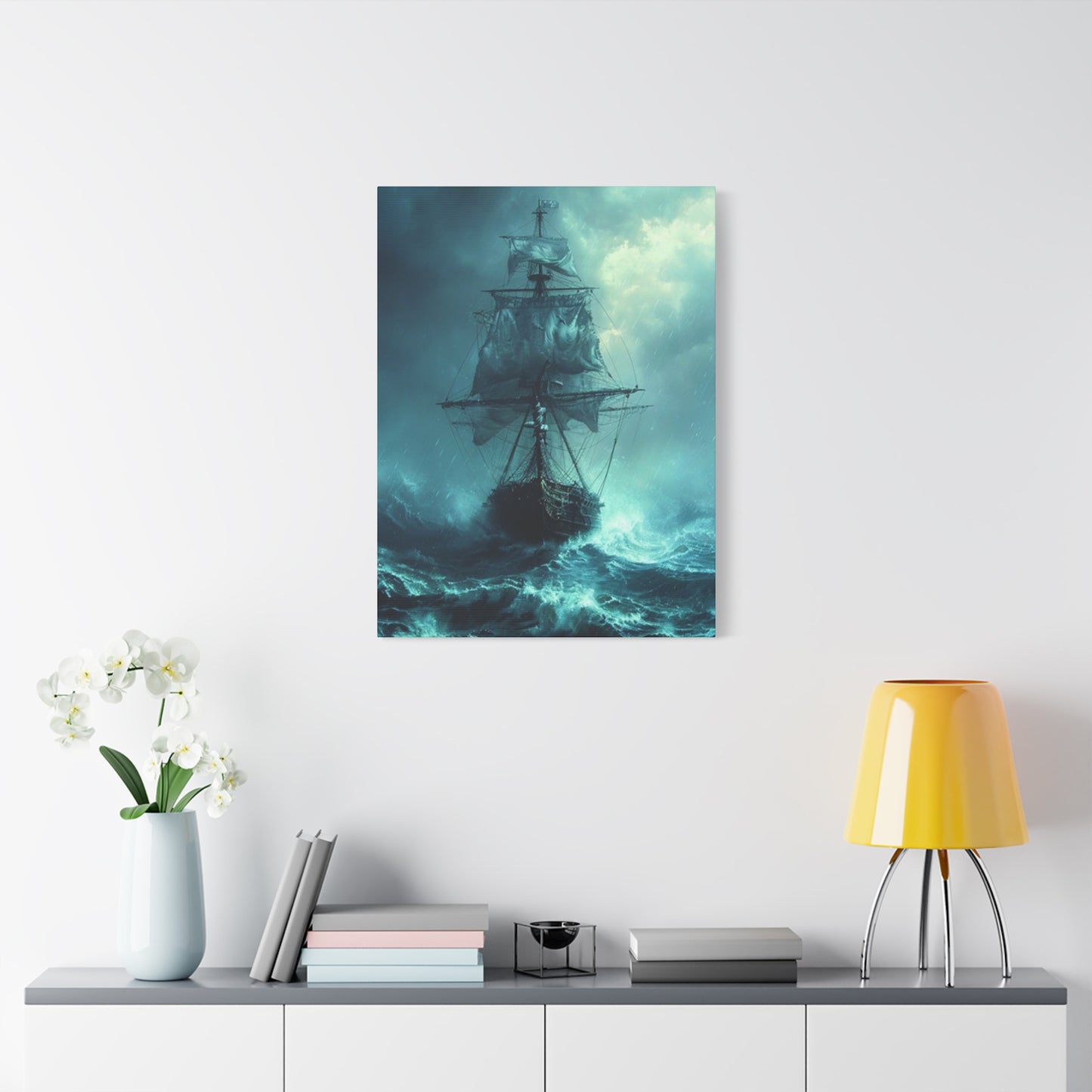 Sailing Ship In Dark Drawing Wall Art & Canvas Prints