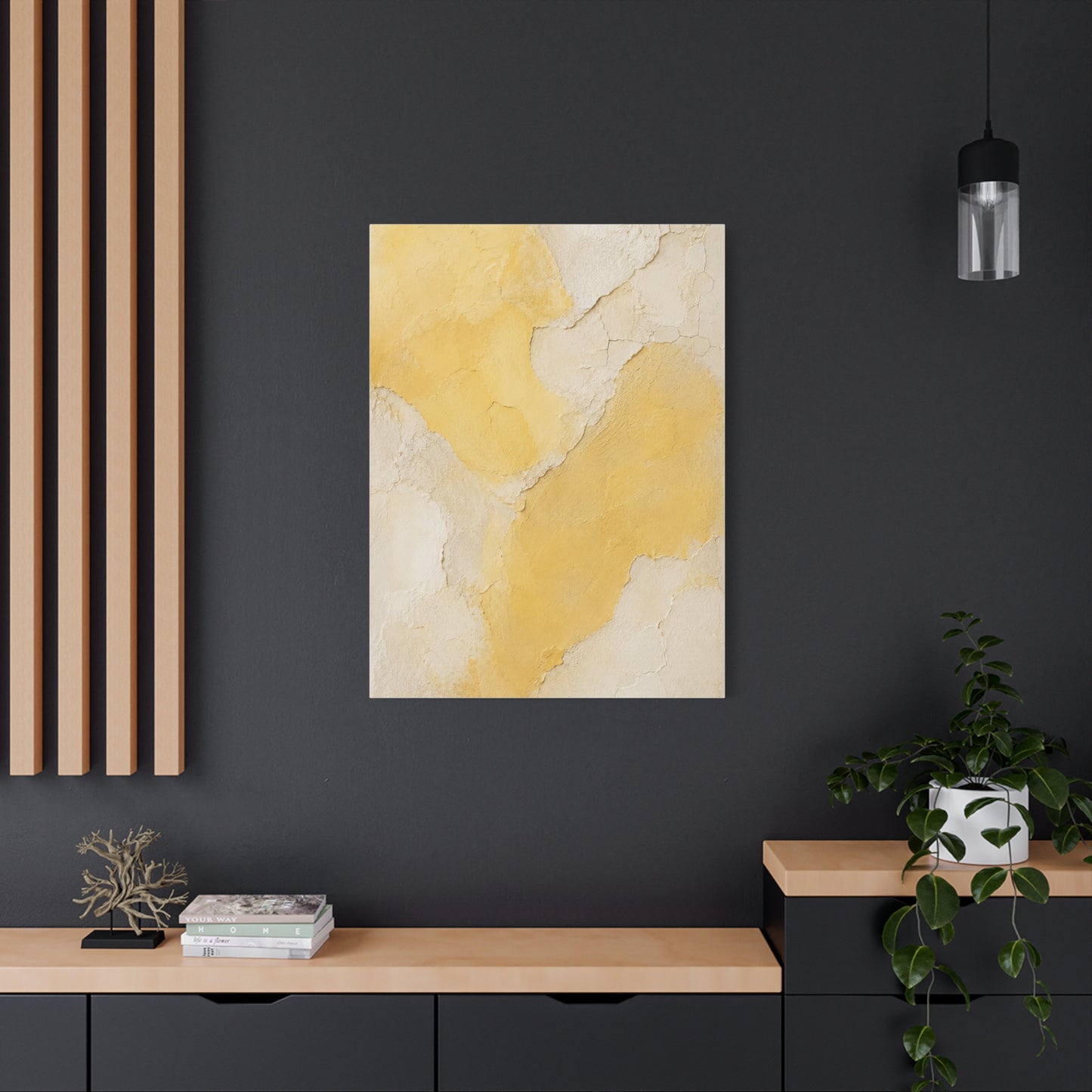 Wabi-Sabi Yellow Plaster Minimal Abstract Wall Art & Canvas Print