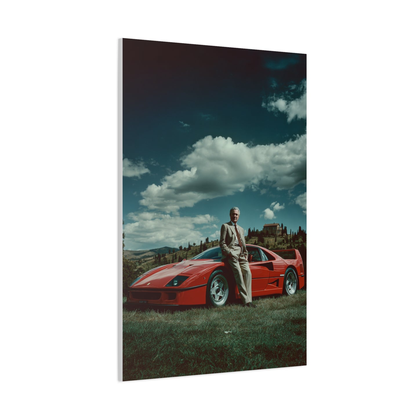 Enzo Ferrari Standing Beside the Ferrari F40 (1987) Wall Art & Canvas Print