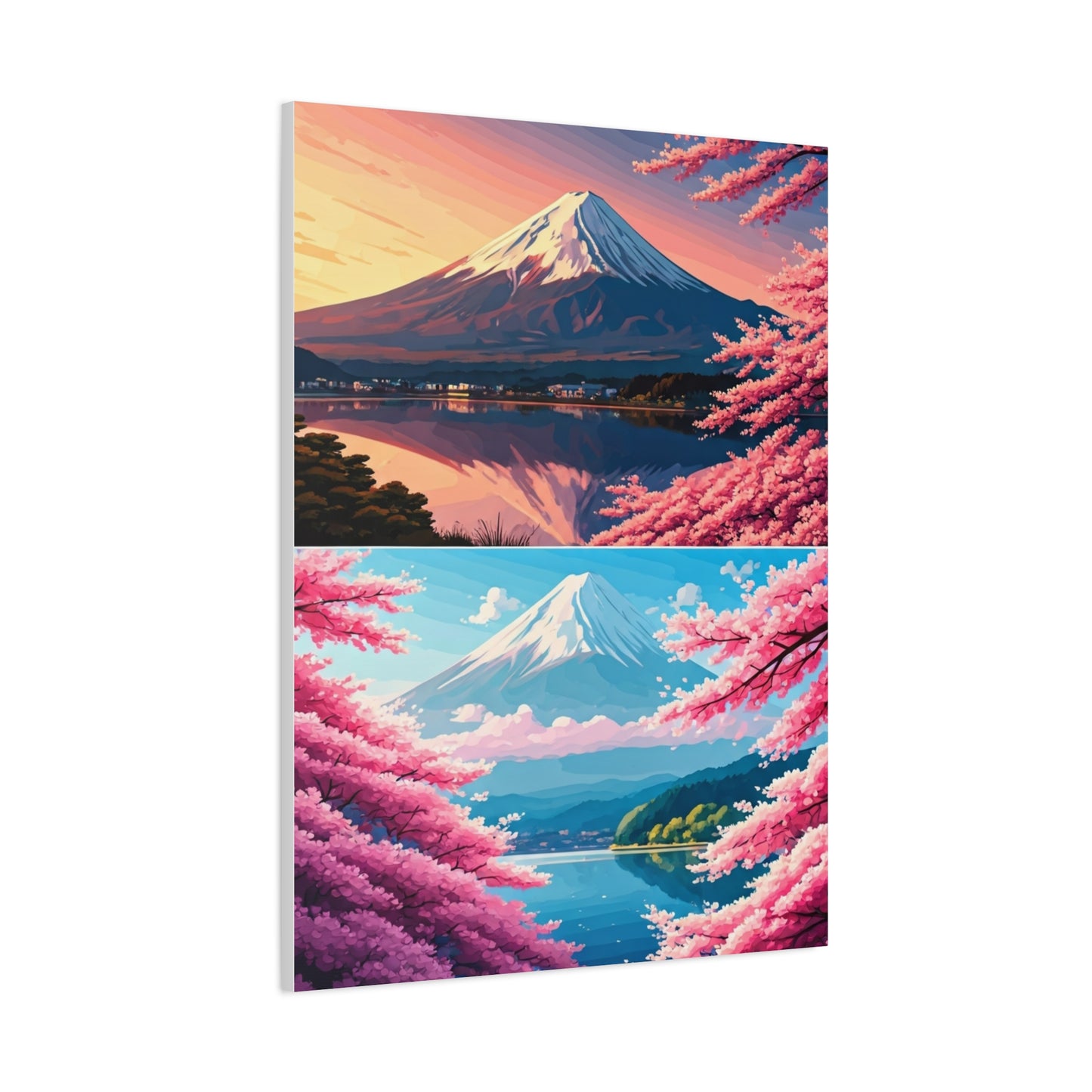 Mount Fuji Sakura Reflection Landscape Wall Art & Canvas Prints