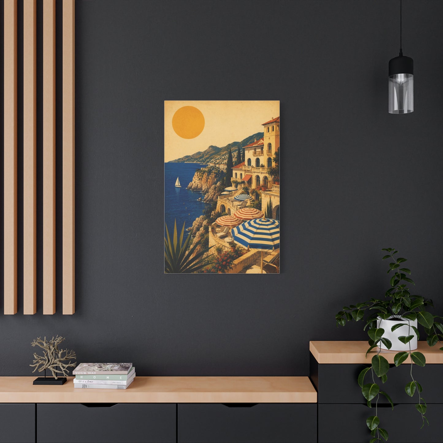 Riviera Coastal Terrace Poster Wall Art & Canvas Print