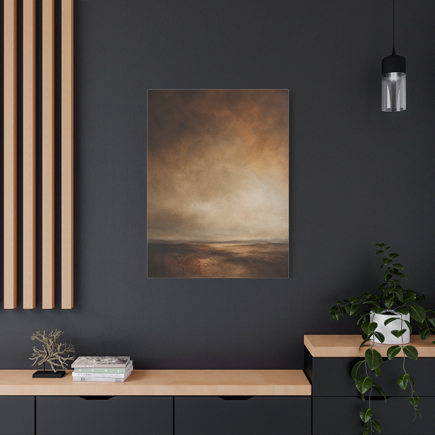 Earthy Brown Horizon Abstraction Wall Art & Canvas Print