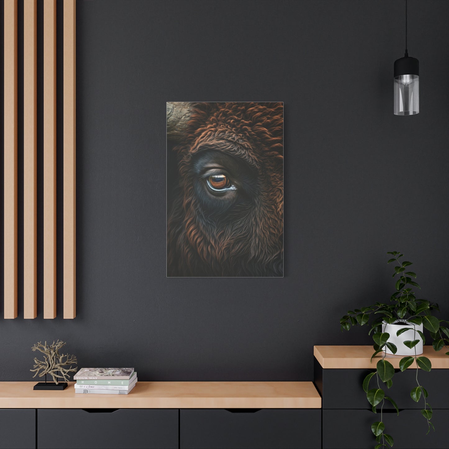 Macro Bison Eye Reflection Portrait Wall Art & Canvas Print