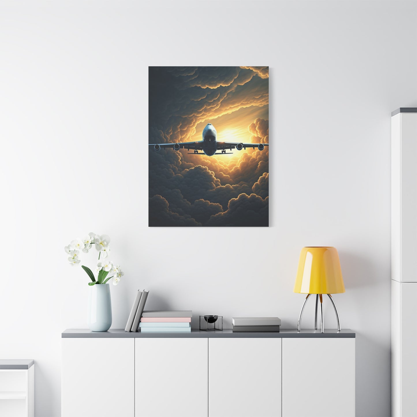 Golden Cloud Break Airplane Wall Art & Canvas Prints