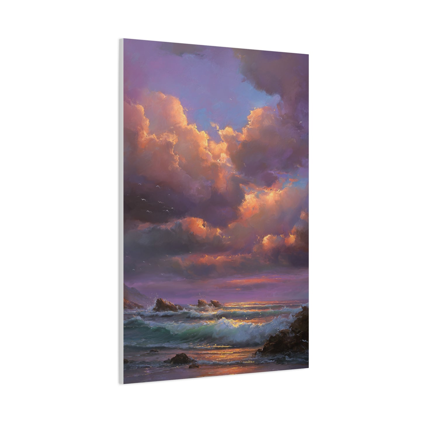 Painterly Coastal Sky and Rolling Waves Wall Art & Canvas Print