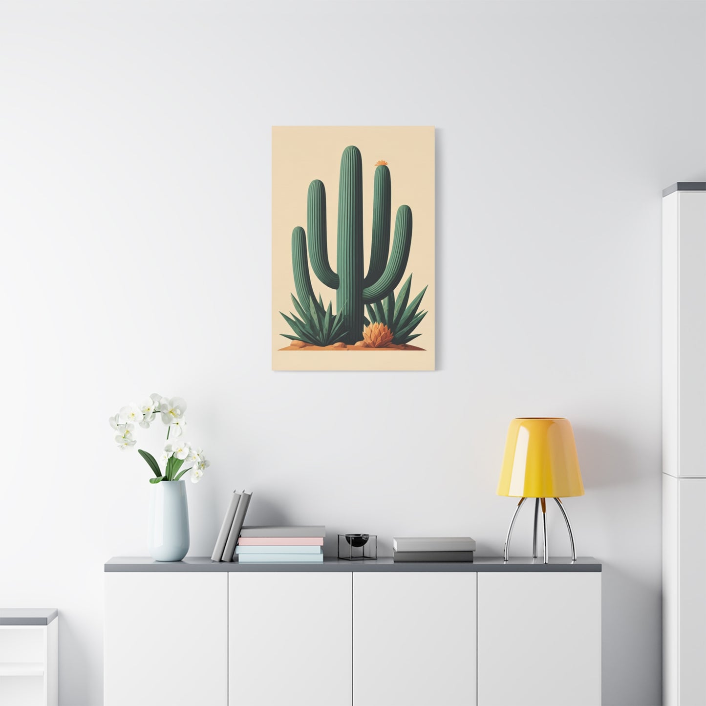 Desert Botanical Saguaro and Agave Composition Wall Art & Canvas Prints