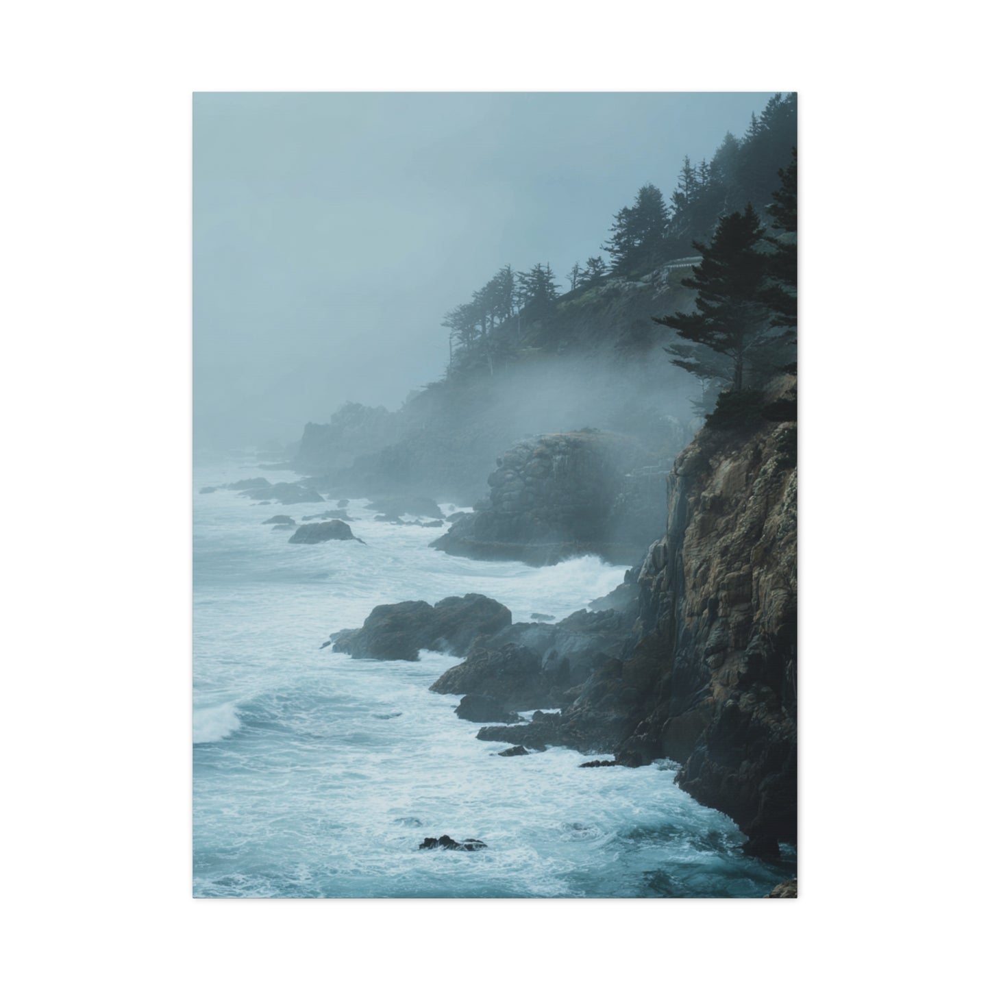 Foggy Coastal Cliffs on Quiet Morning Wall Art & Canvas Print