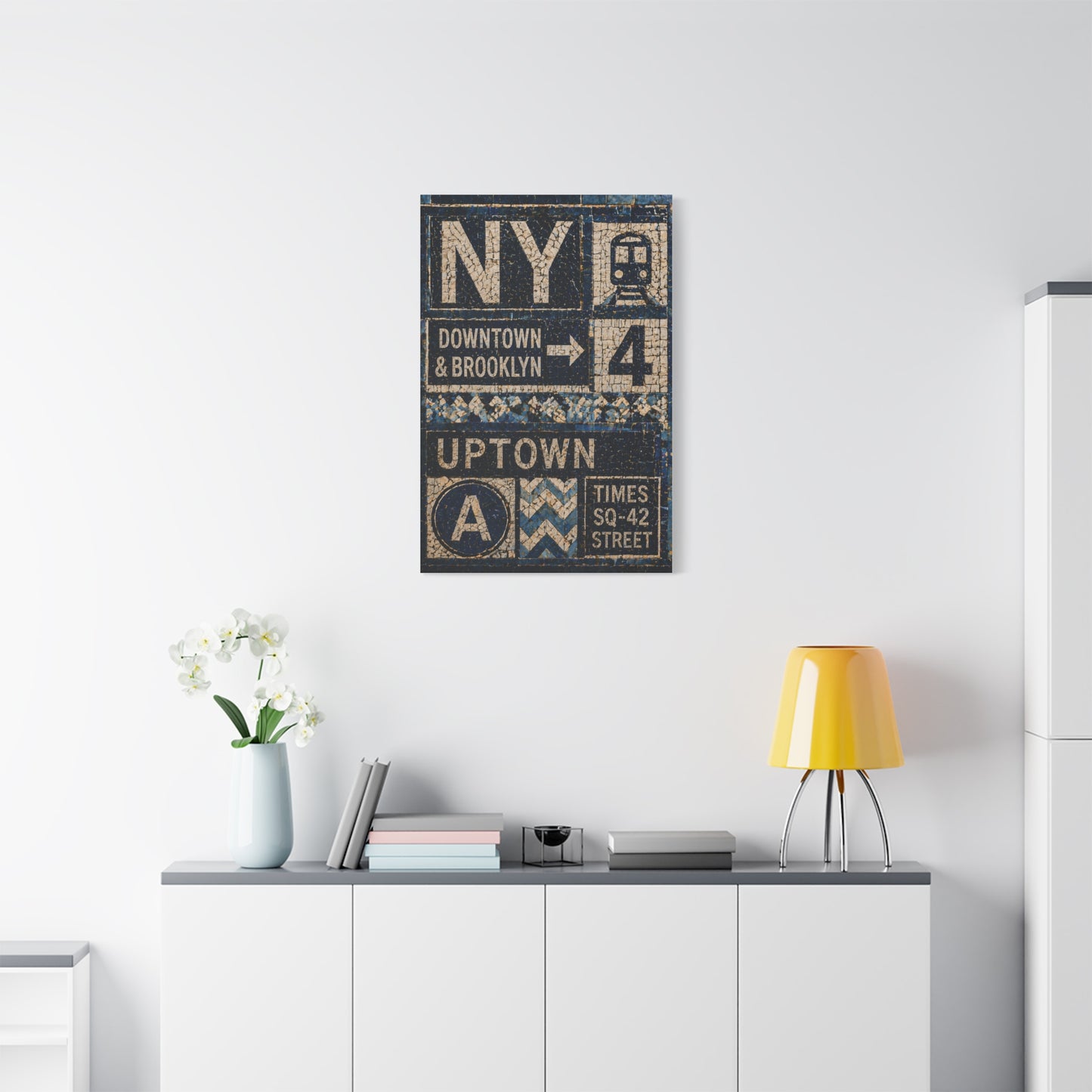 Subway Tile Mosaic Typography Wall Art & Canvas Print