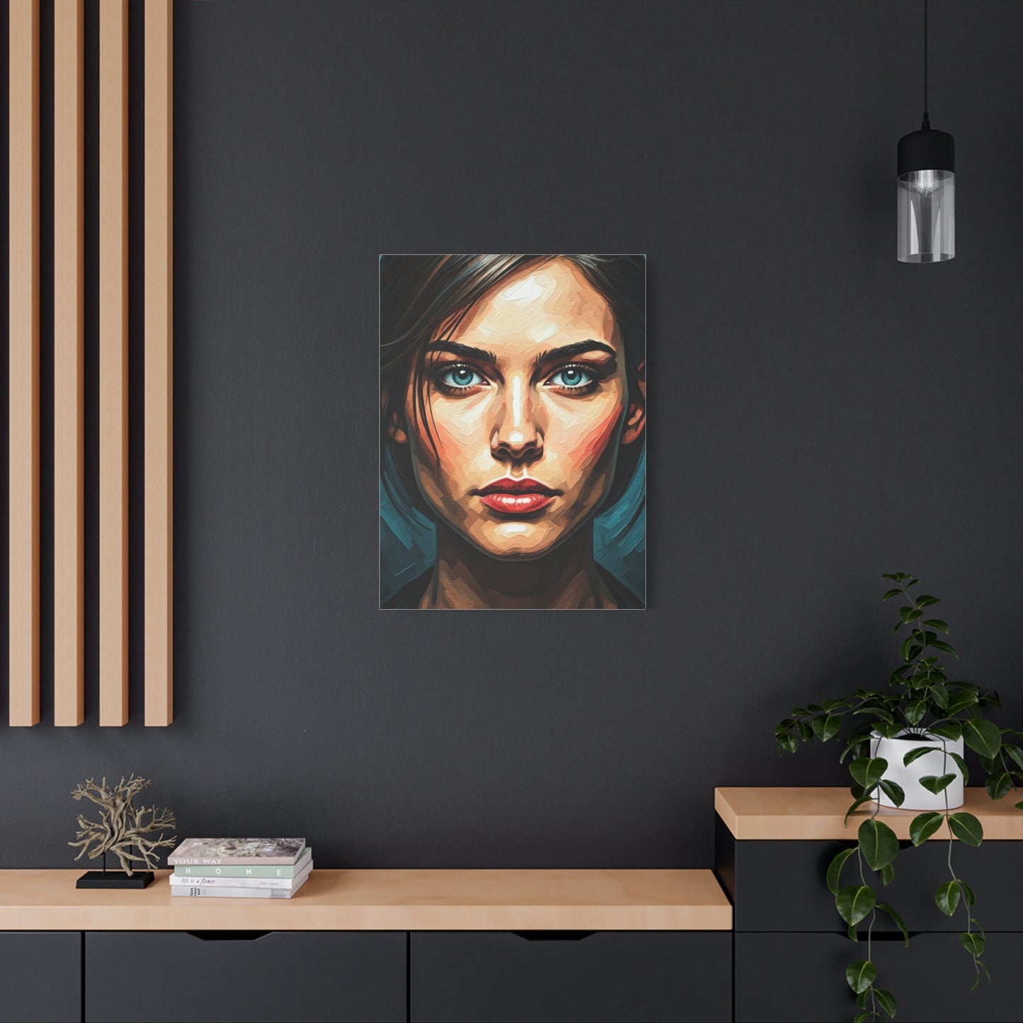 Piercing Azure Gaze Portrait Wall Art & Canvas Print