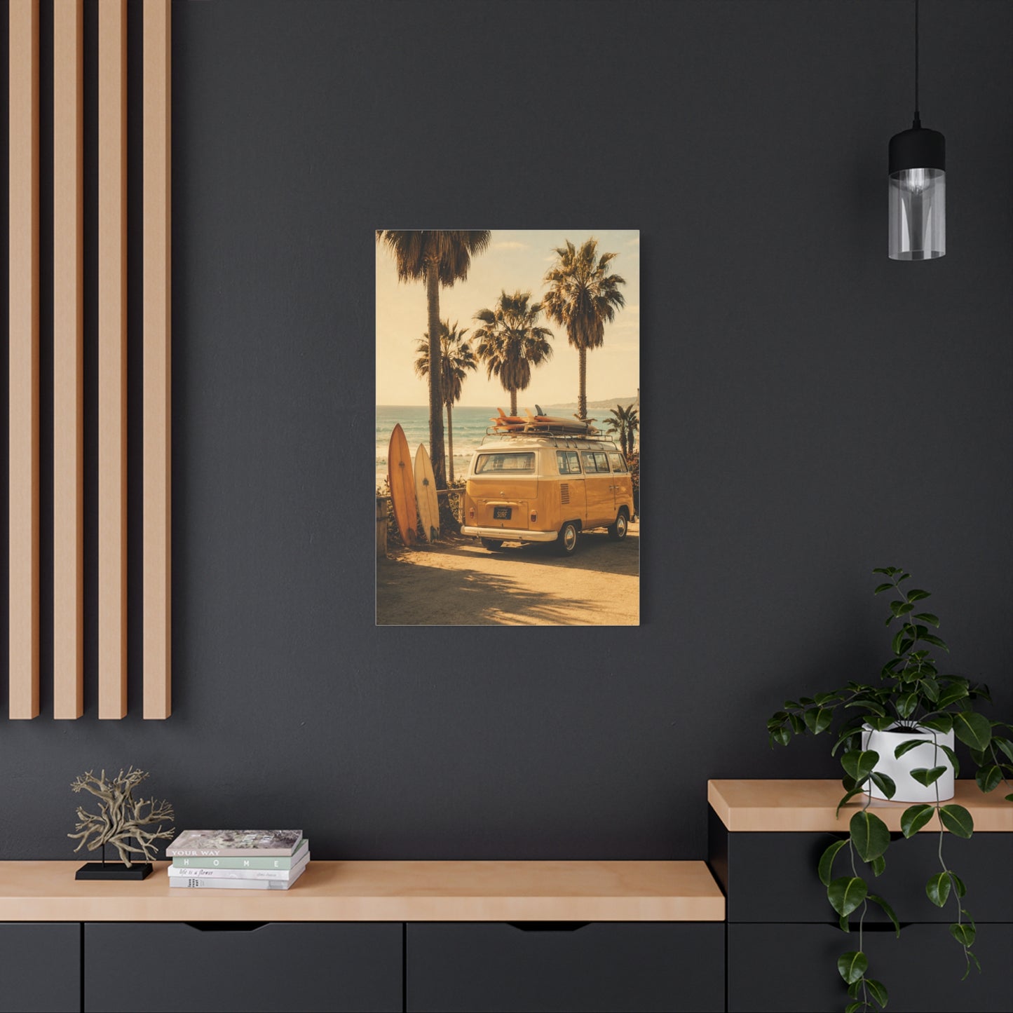 Vintage Coastal Surf Van Nostalgia Scene Wall Art & Canvas Print