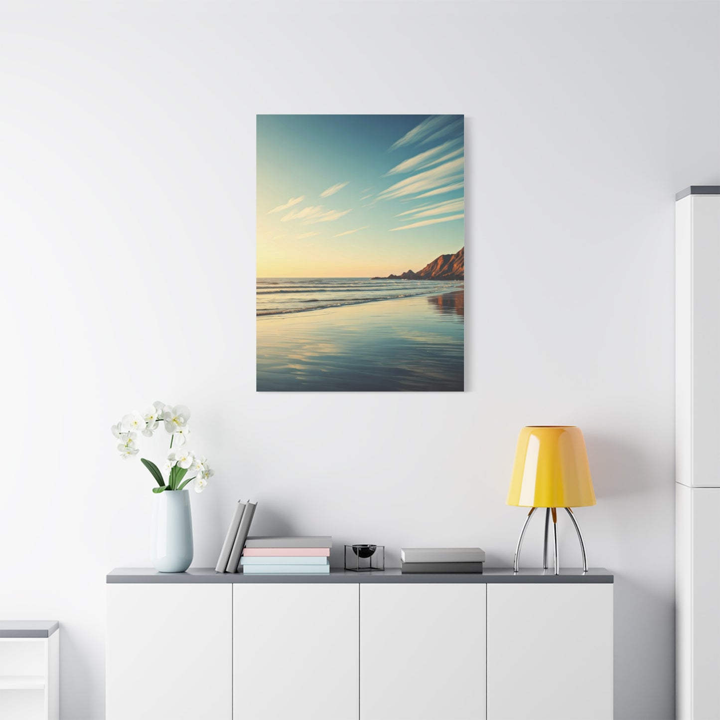 Golden Shoreline Reflection Beach Wall Art & Canvas Prints