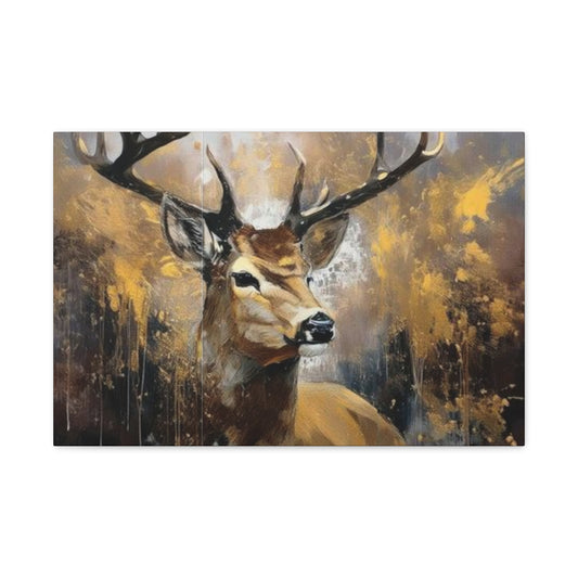 Reindeer Golden Painting Wall Art & Canvas Prints
