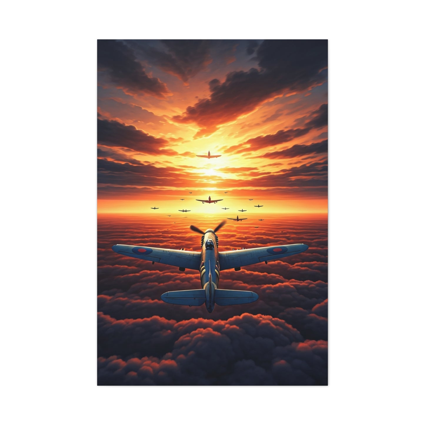 Sunset Flight Above the Clouds Wall Art & Canvas Prints