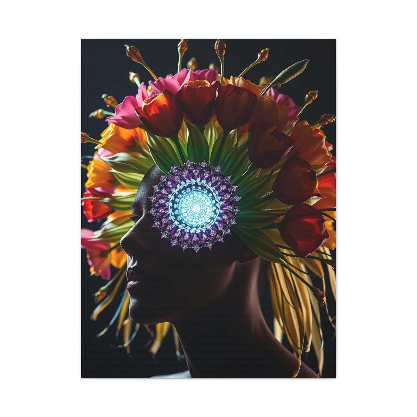 Opulent Bloom Silhouette Wall Art & Canvas Print